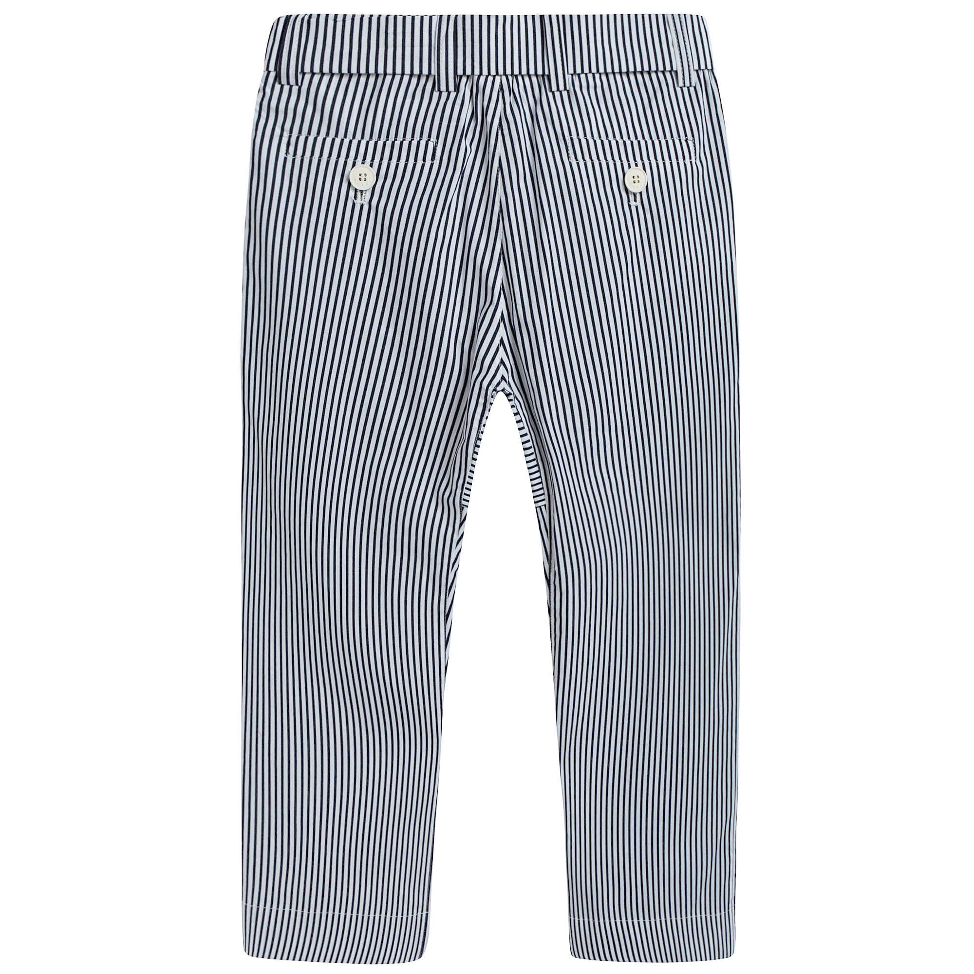Girls Blue & White Striped Cotton Trousers