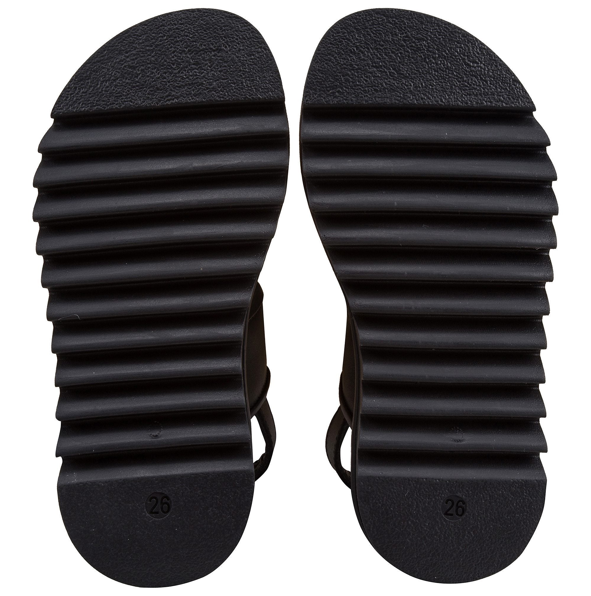 Girls & Boys Black Calf Leather Sandal