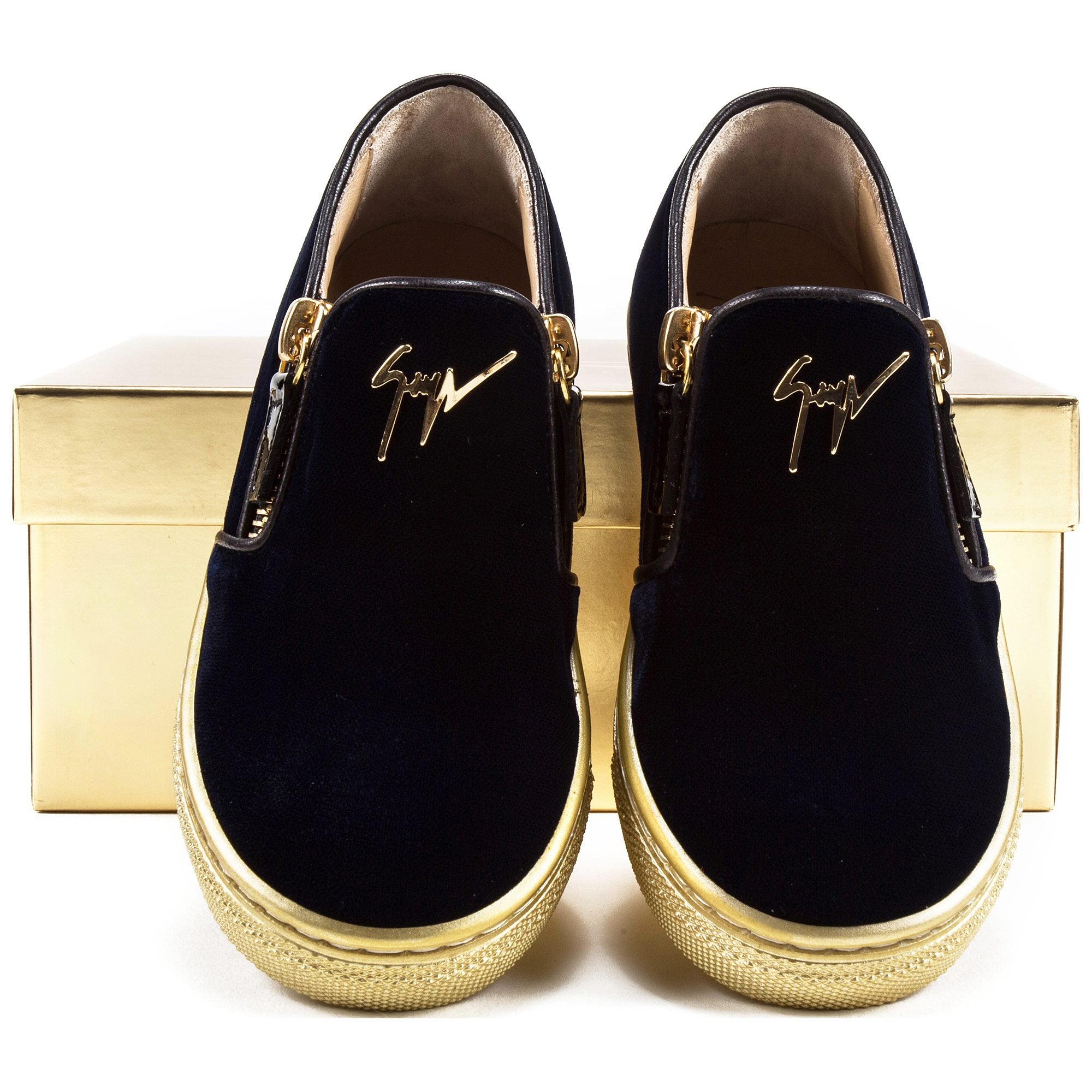 Baby Velvet Navy Velvet Logo Sneaker
