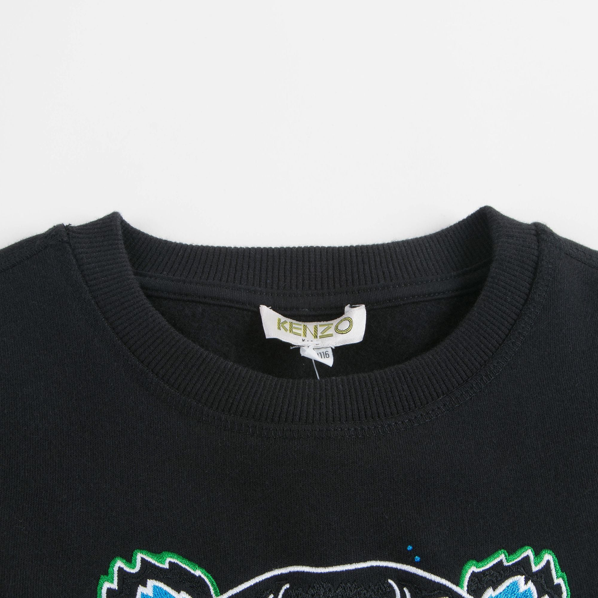 Boys Black With Tiger Logo Cotton Sweatshirt