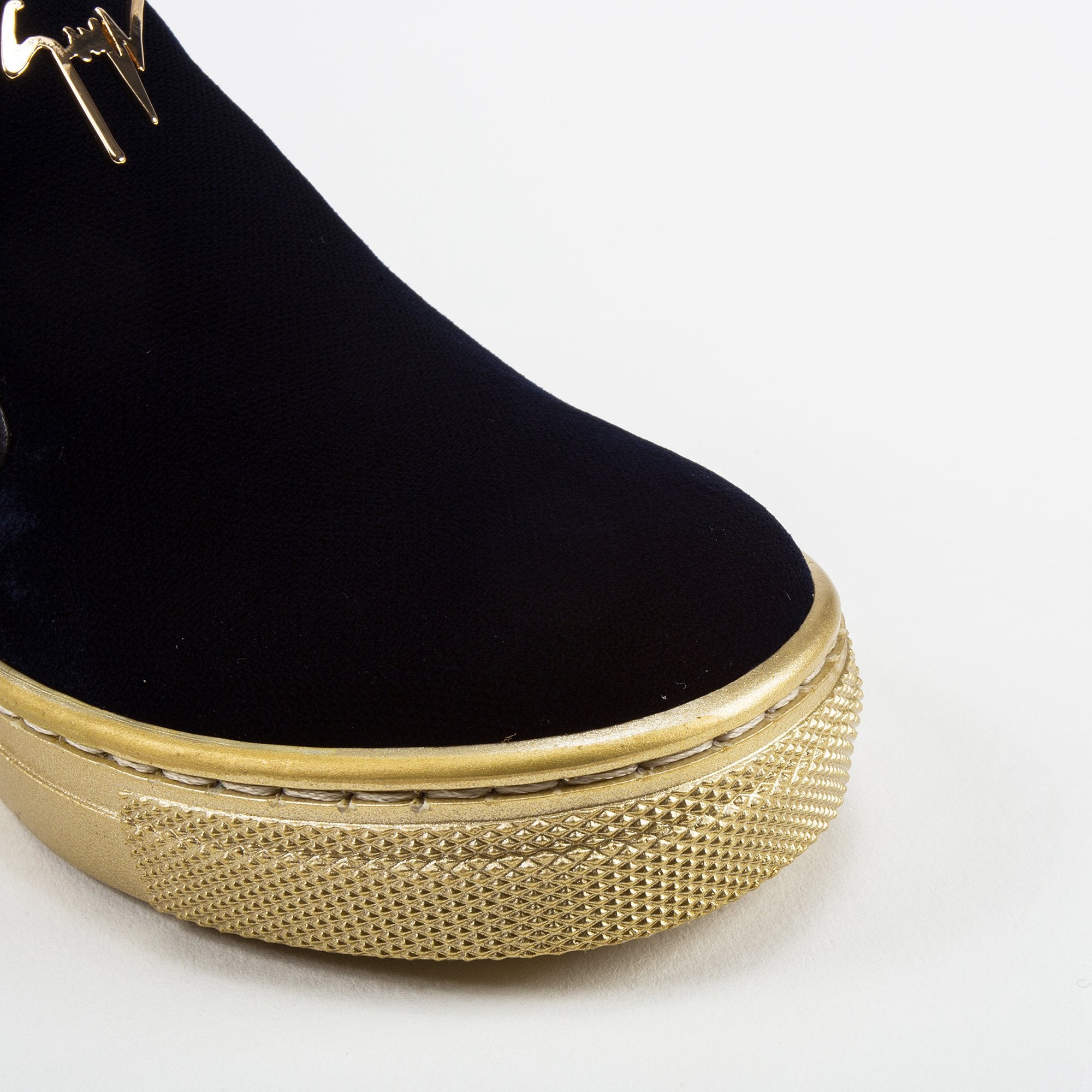 Girls & Boys Velvet Navy Velvet Logo Sneaker