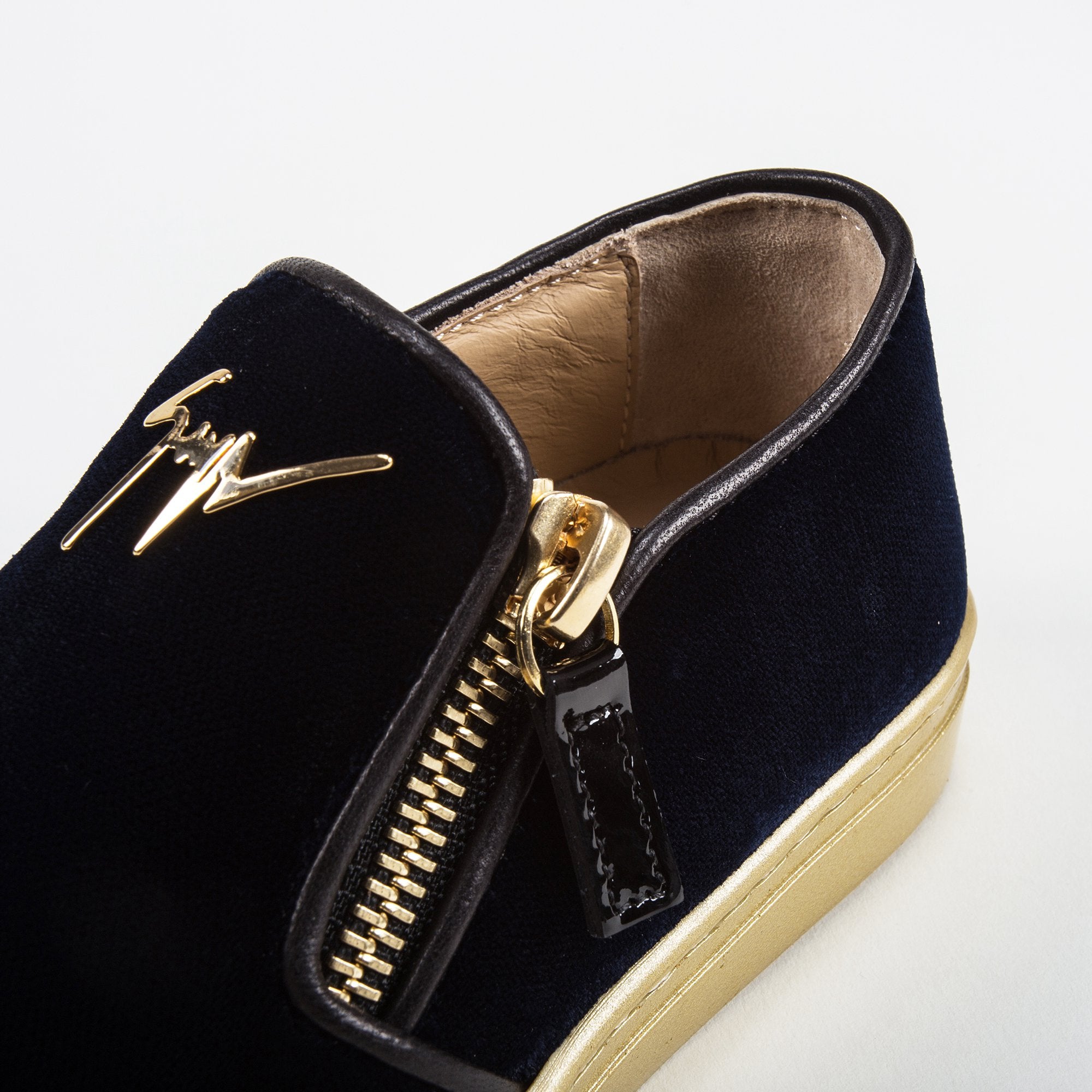 Baby Velvet Navy Velvet Logo Sneaker