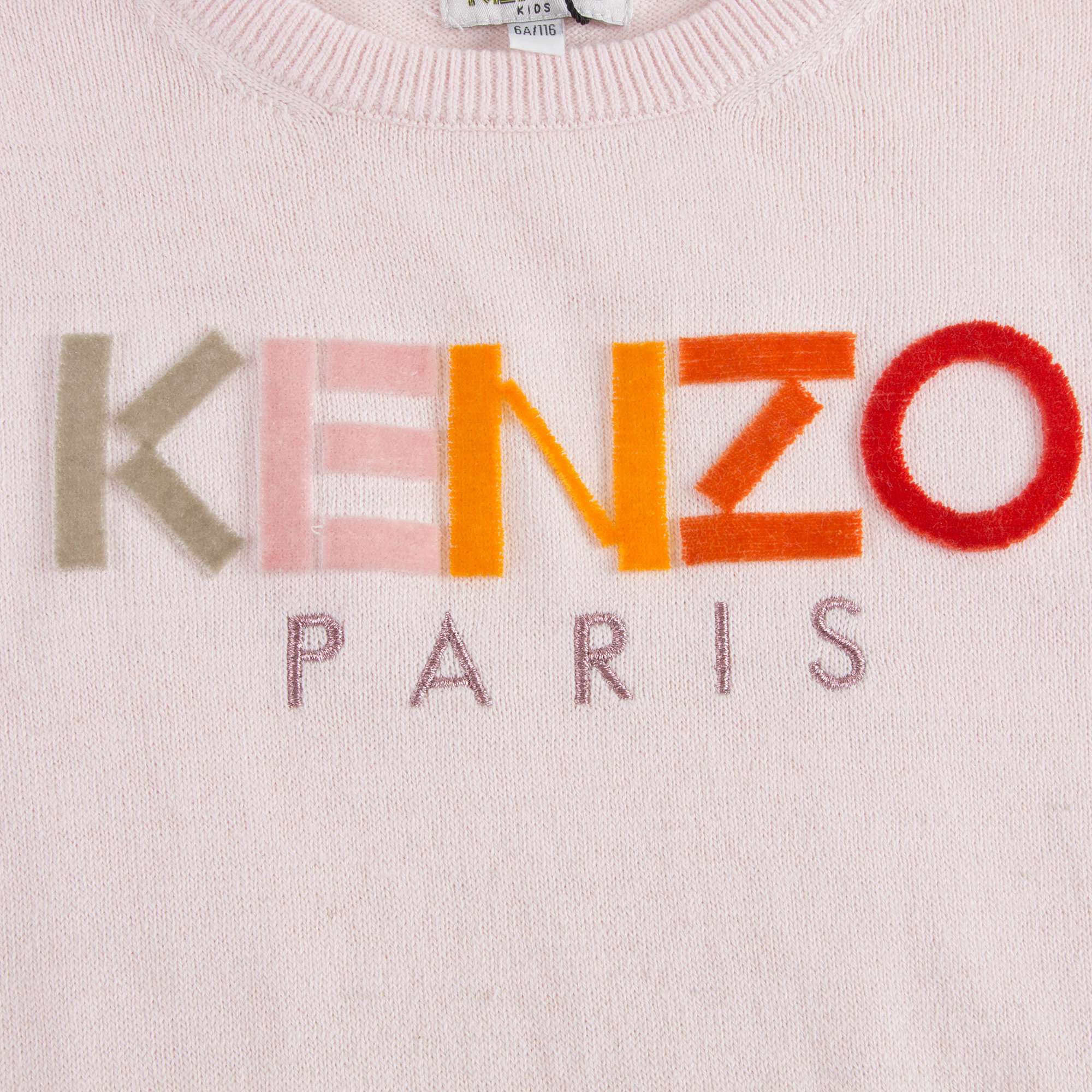 Girls Light Pink Logo Cotton Sweater