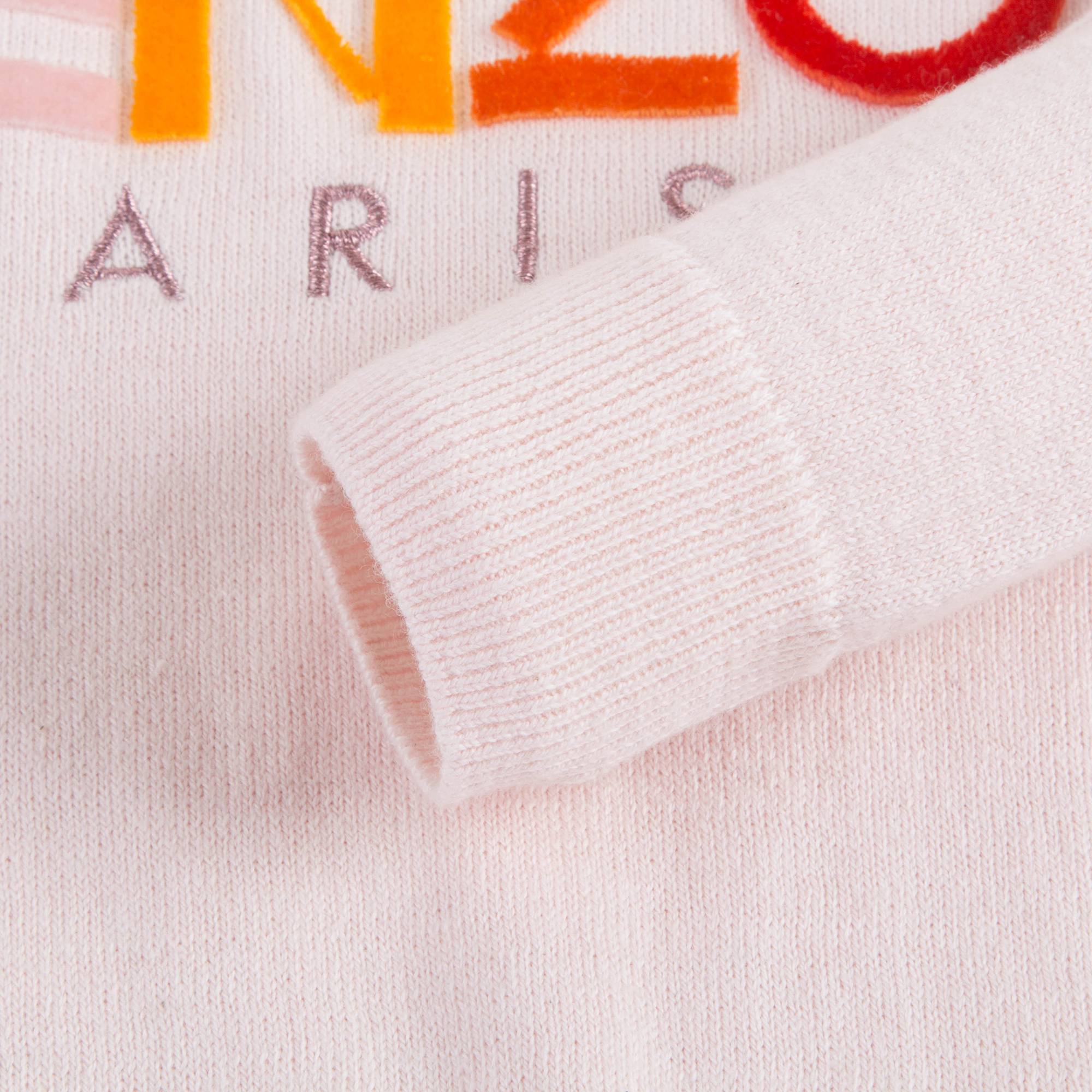 Girls Light Pink Logo Cotton Sweater