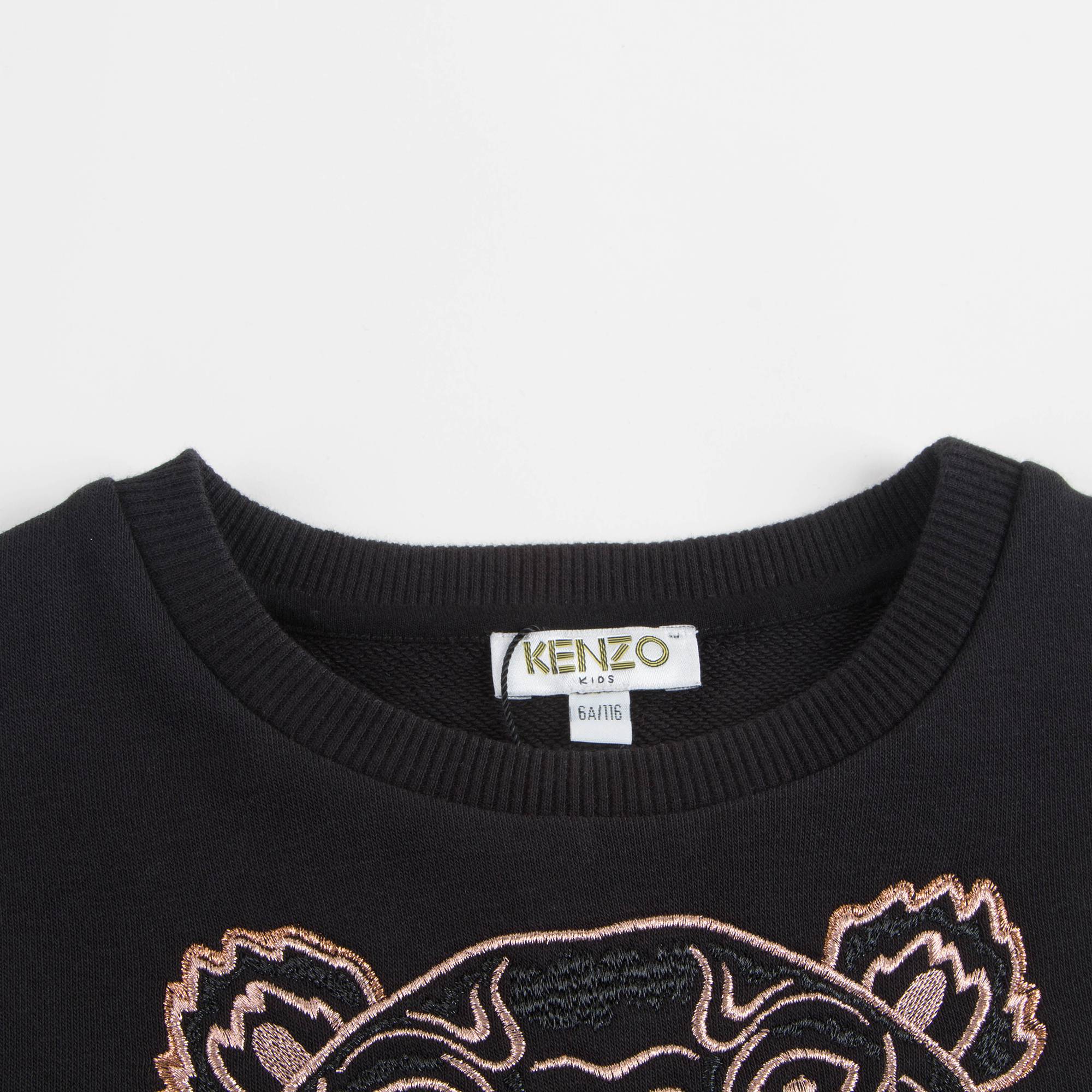 Girls Black Tiger Printed Cotton Dress