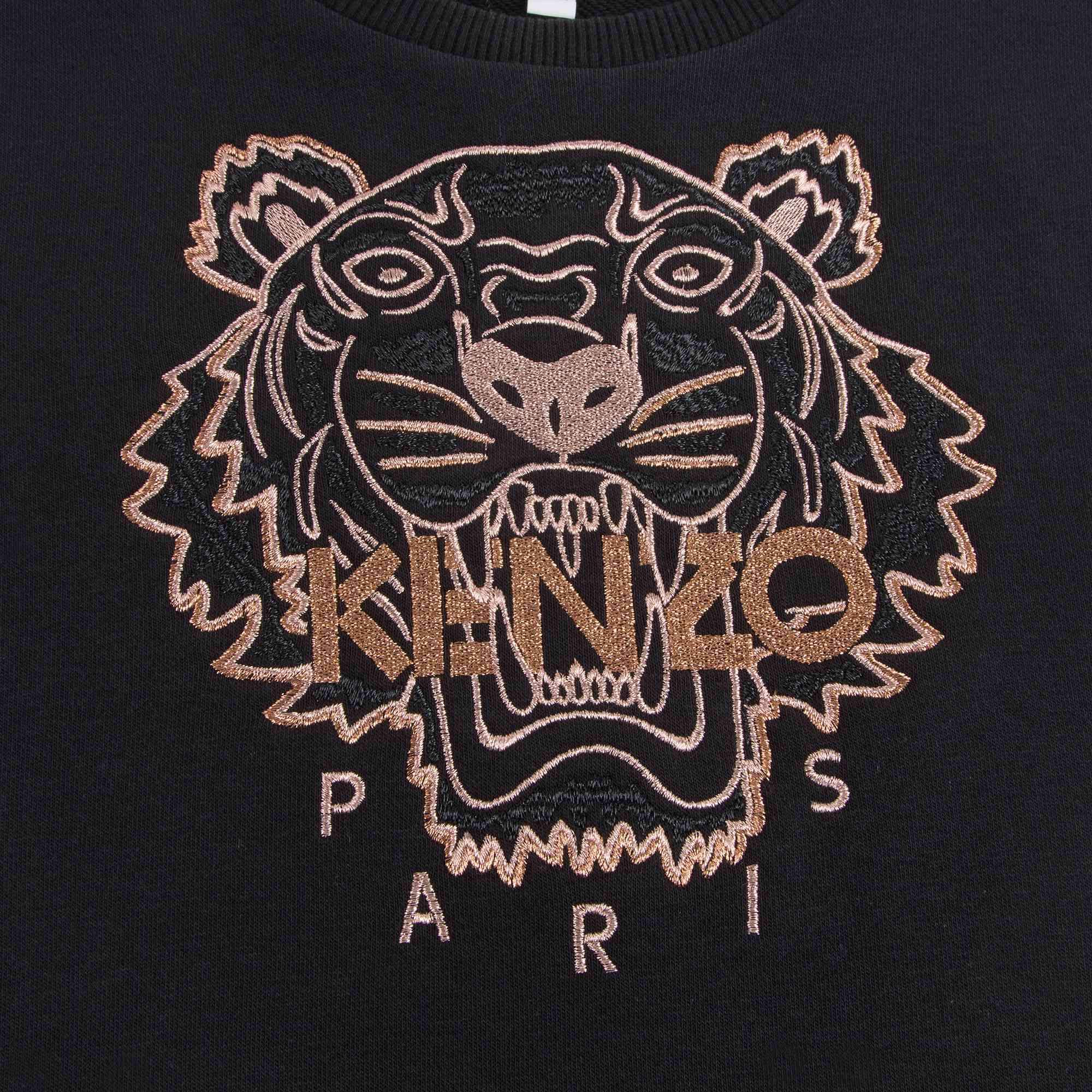 Girls Black Tiger Printed Cotton Dress