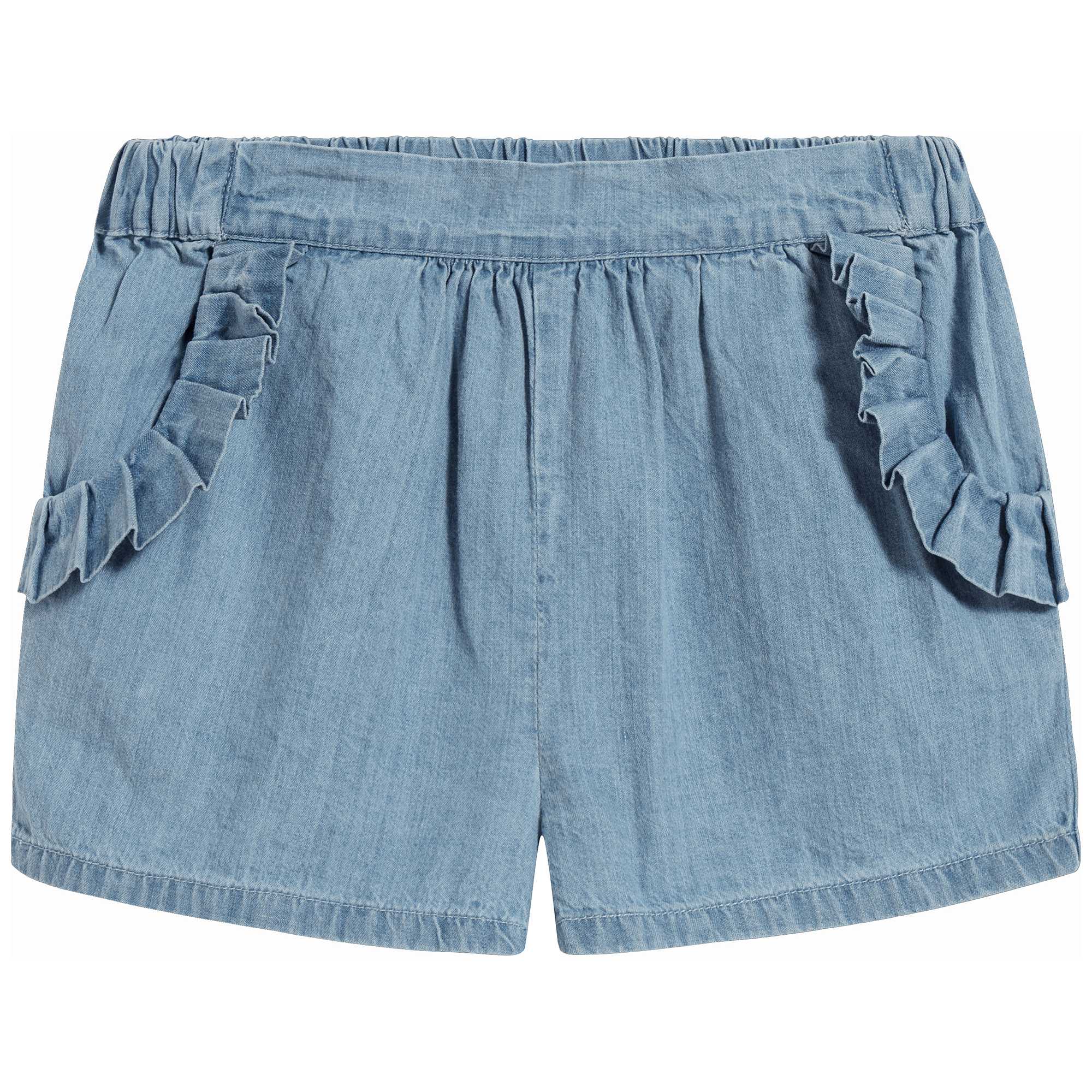 Girls Light Blue frills Cotton Shorts