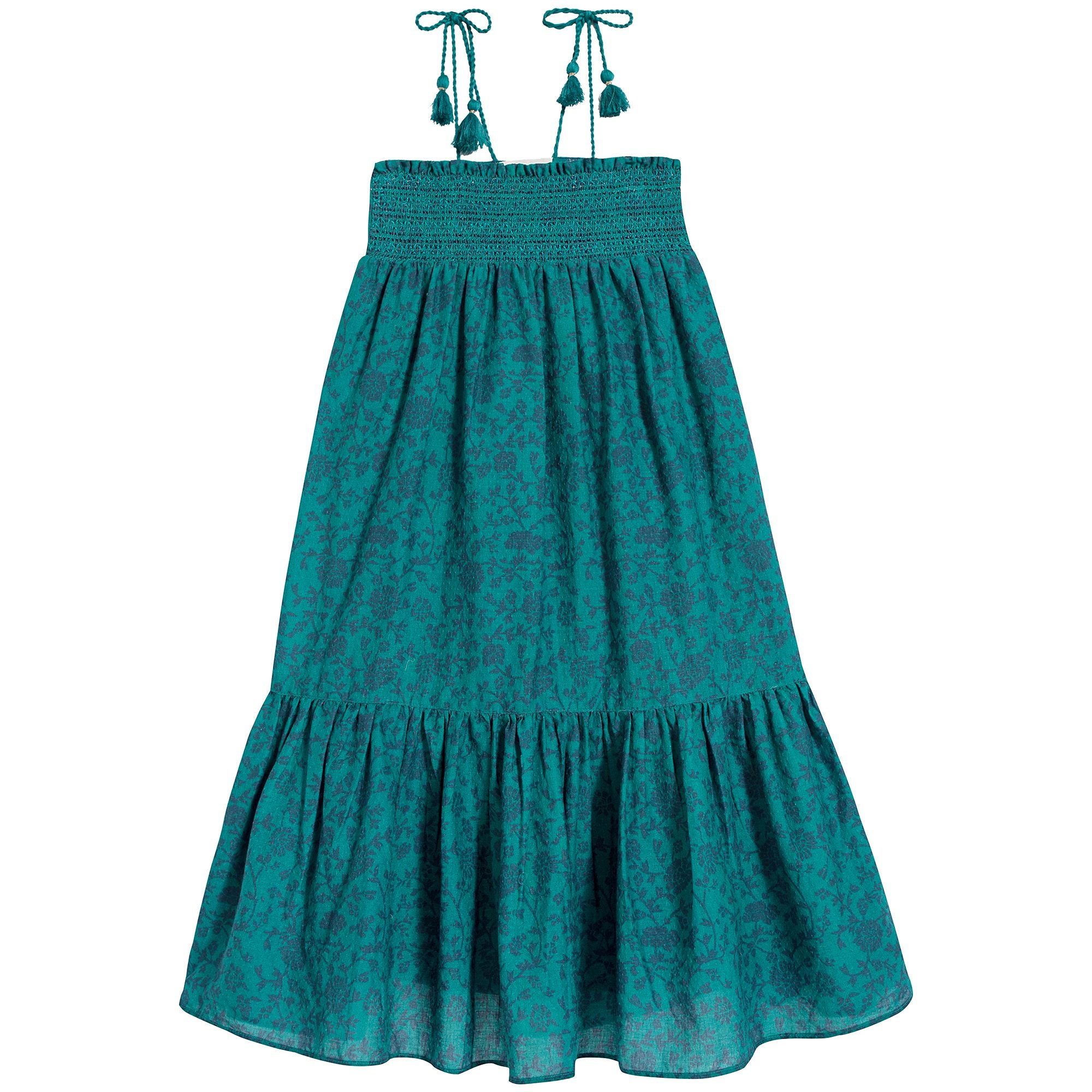 Girls Green Printing Cotton Dress