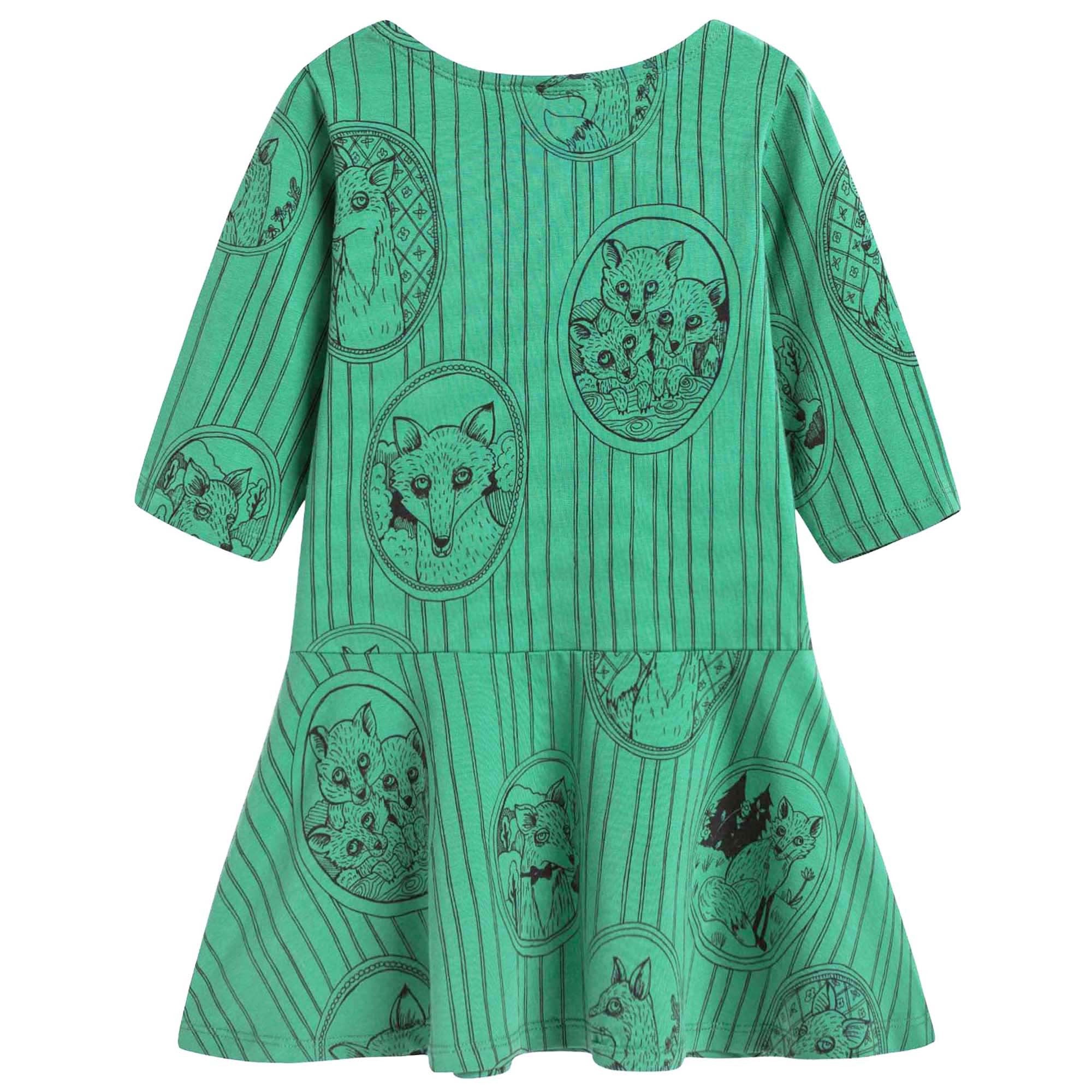 Girls Green Fox Family Dress