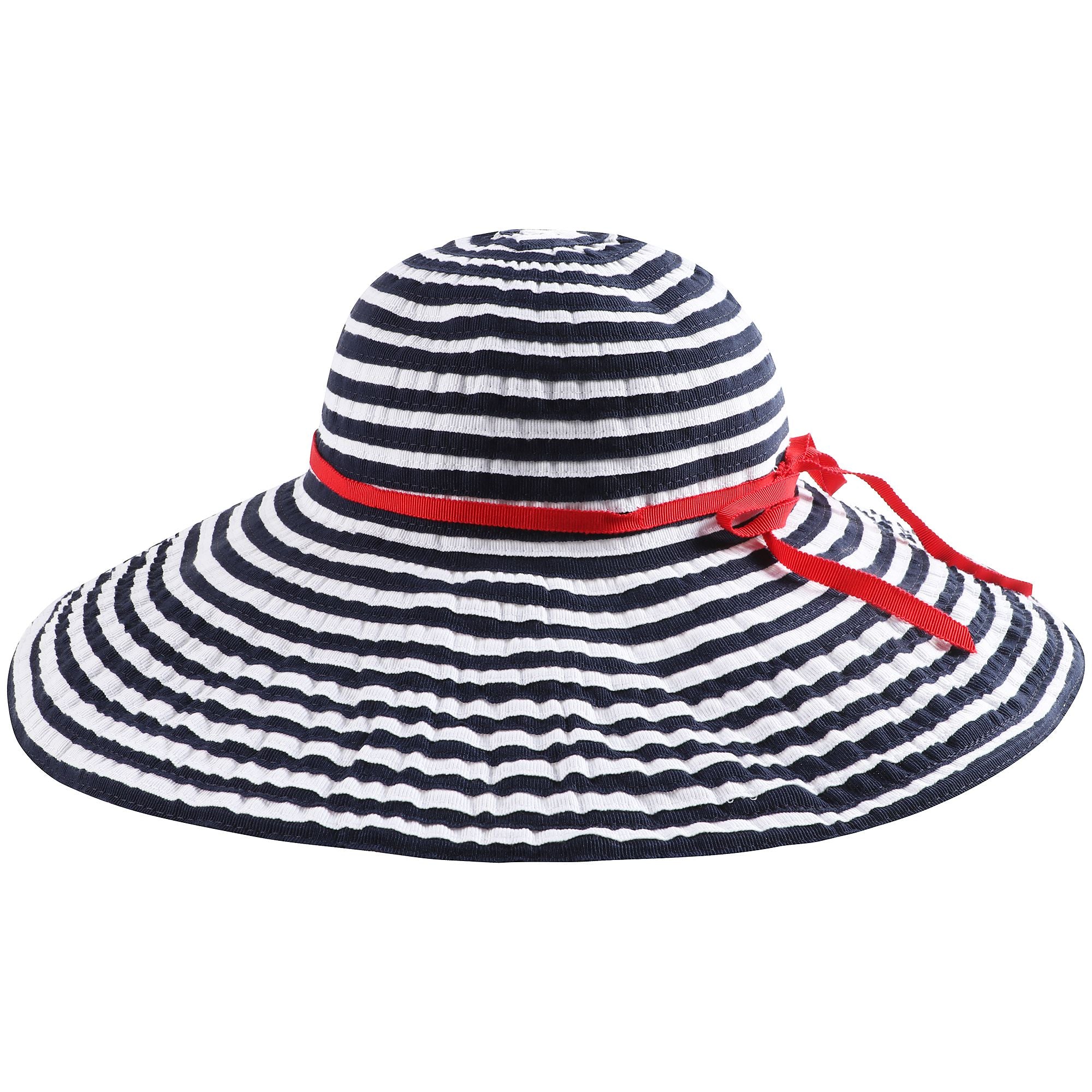 Girls White & Dark Blue Cotton Hat