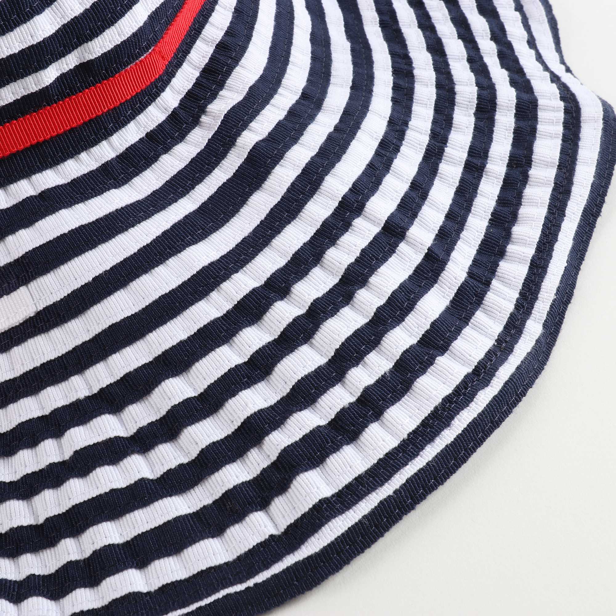 Girls White & Dark Blue Cotton Hat