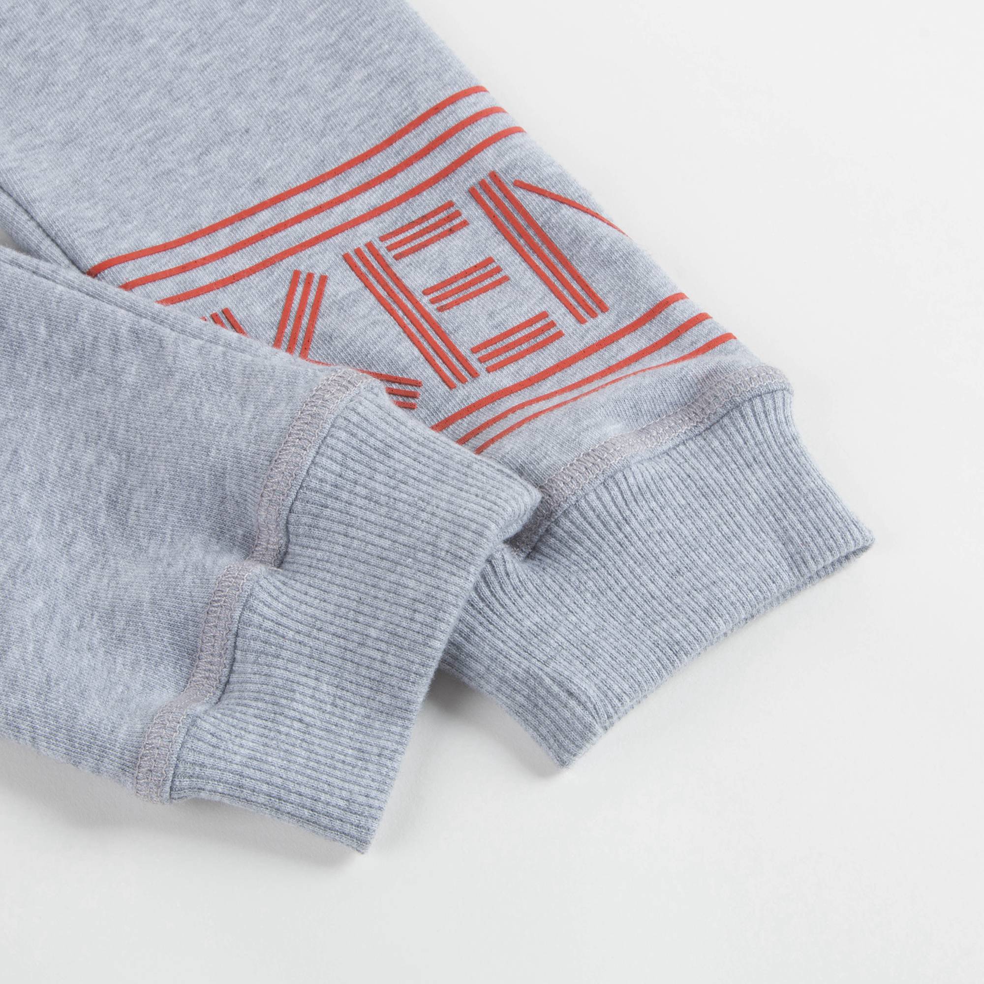 Girls Marl Grey Logo Cotton Trousers