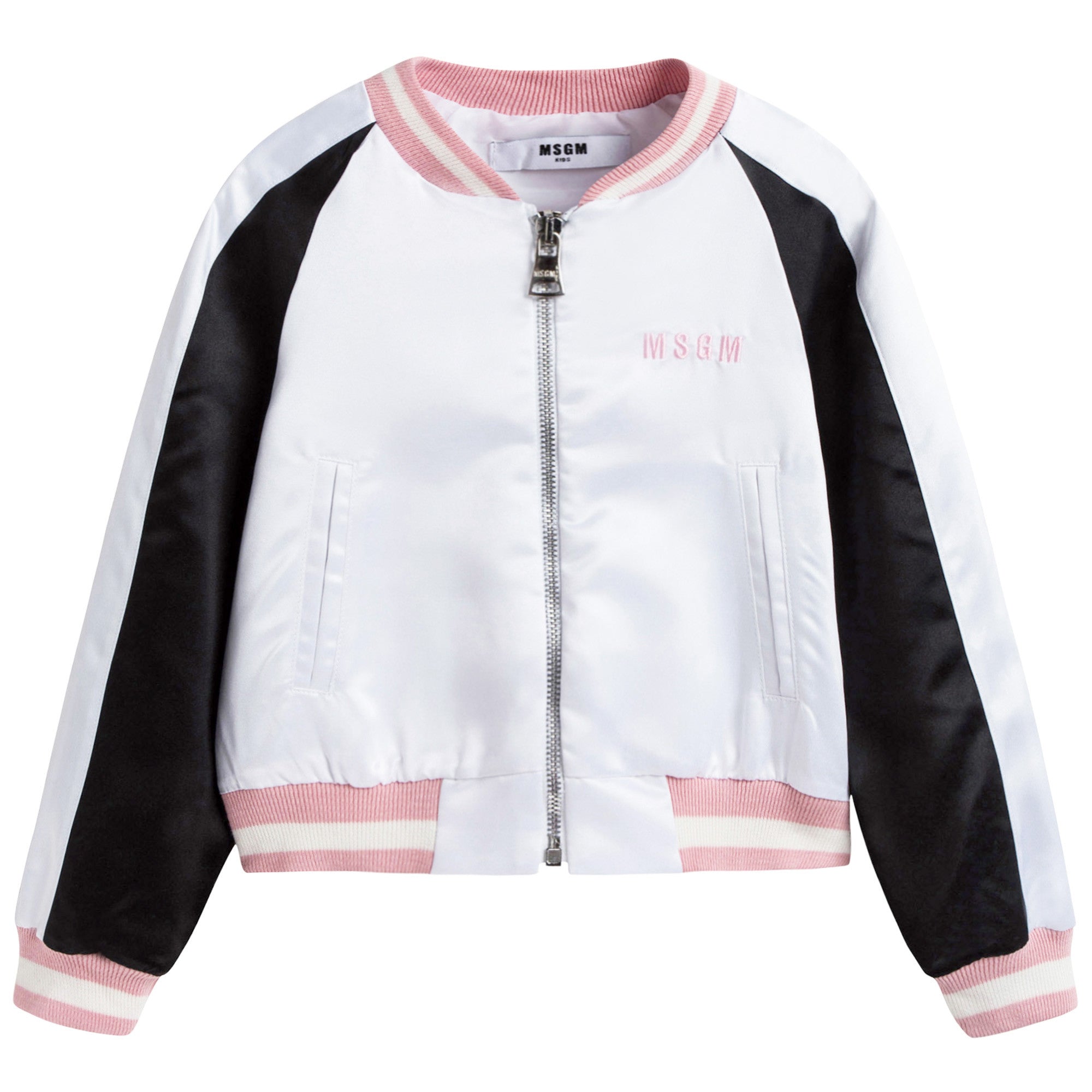 Girls White & Black Logo Jacket