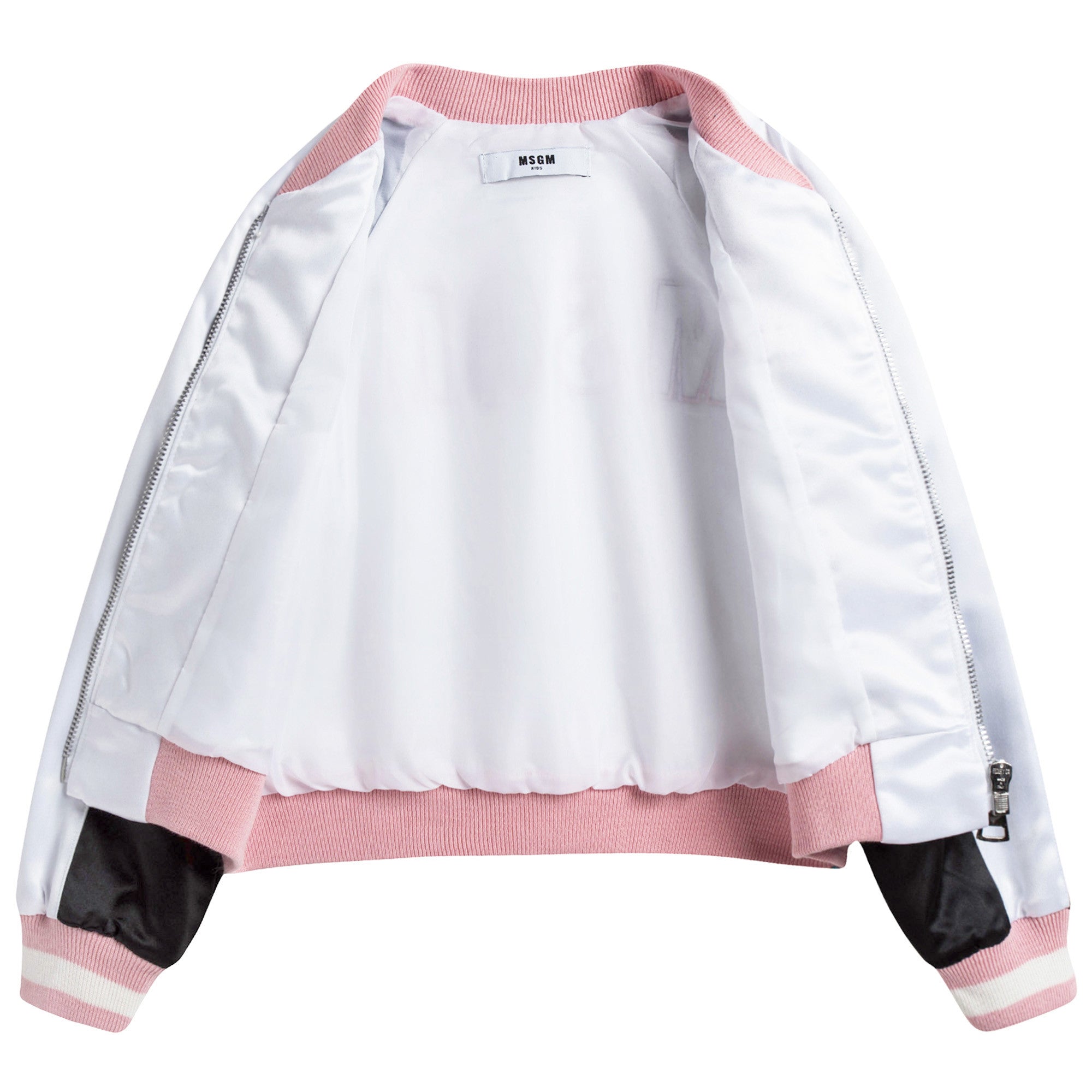 Girls White & Black Logo Jacket