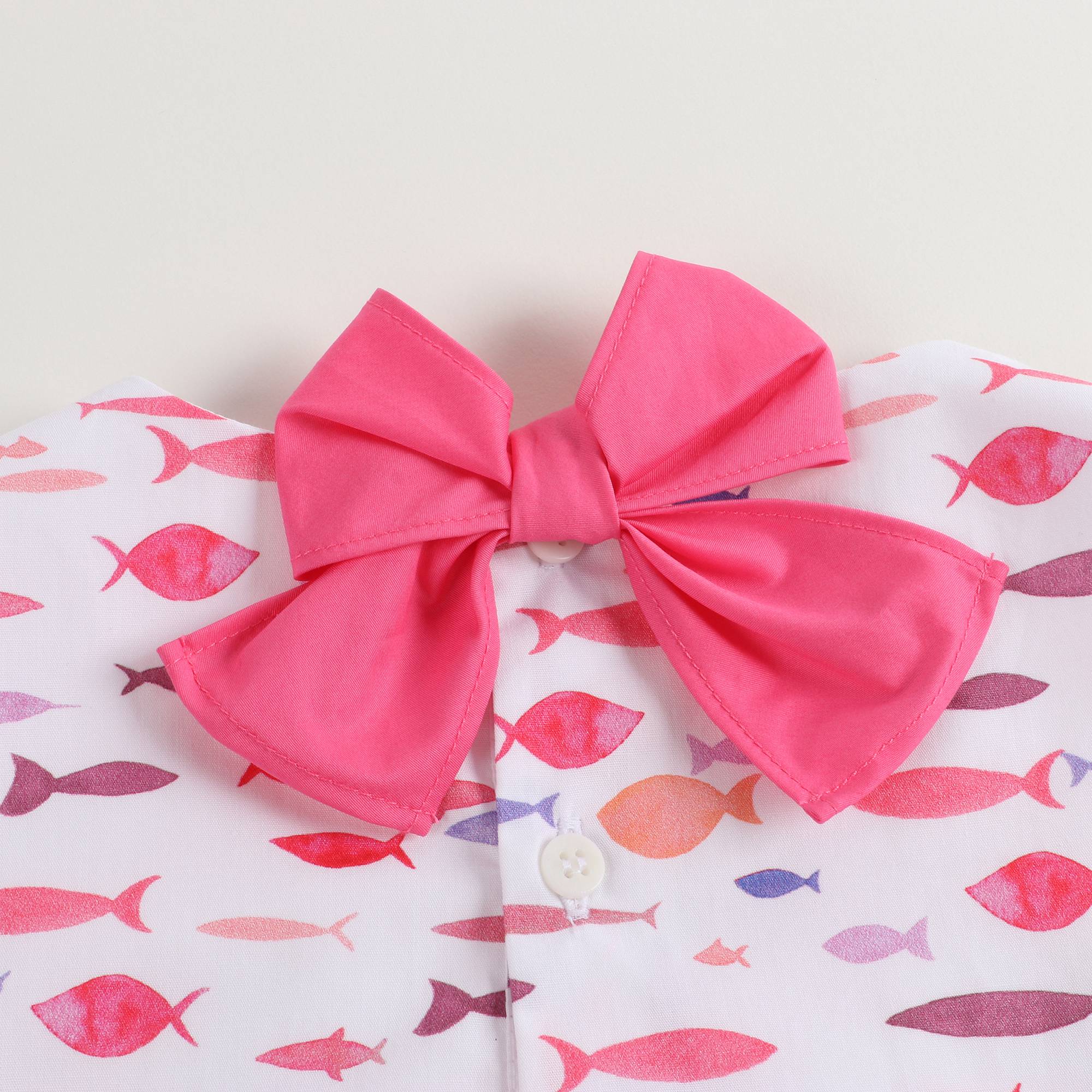 Girls Pink Printed Cotton Dress