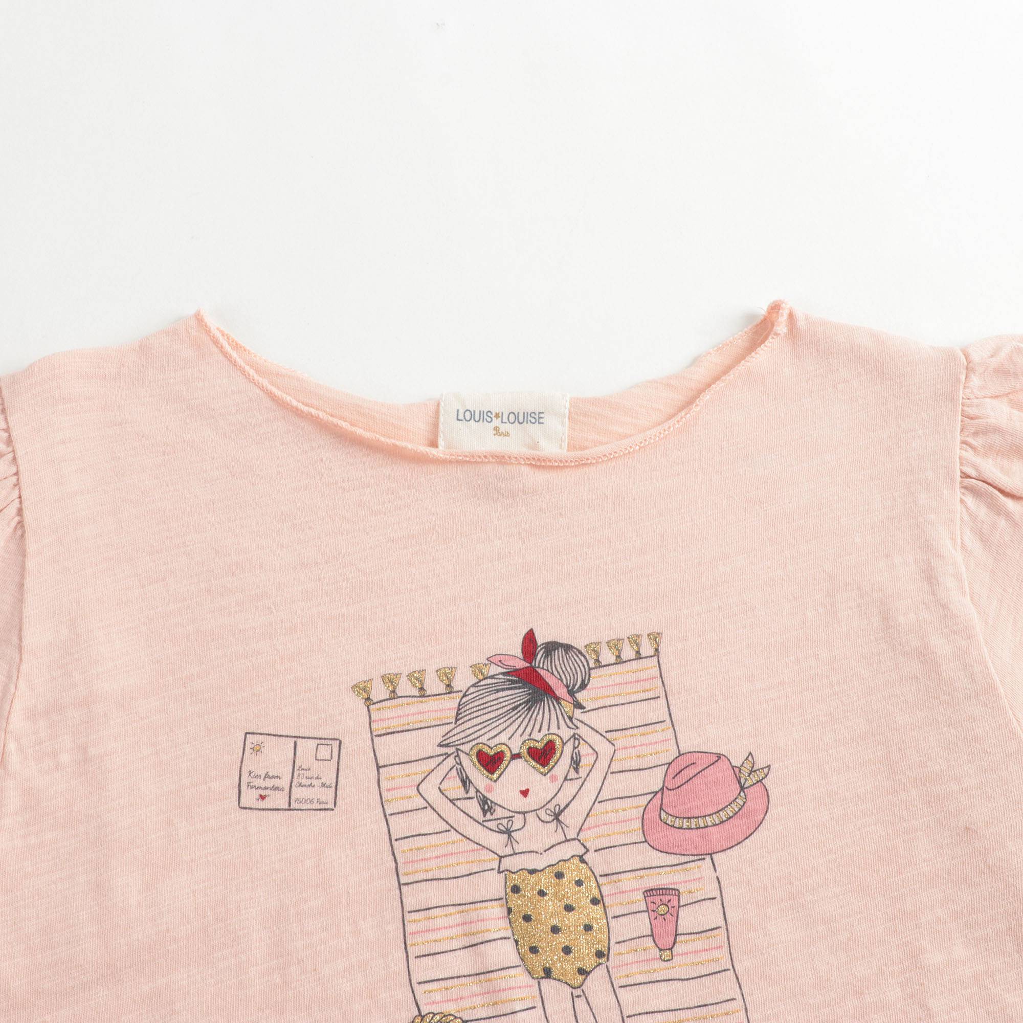 Girls Light Pink Printing Cotton T-shirt