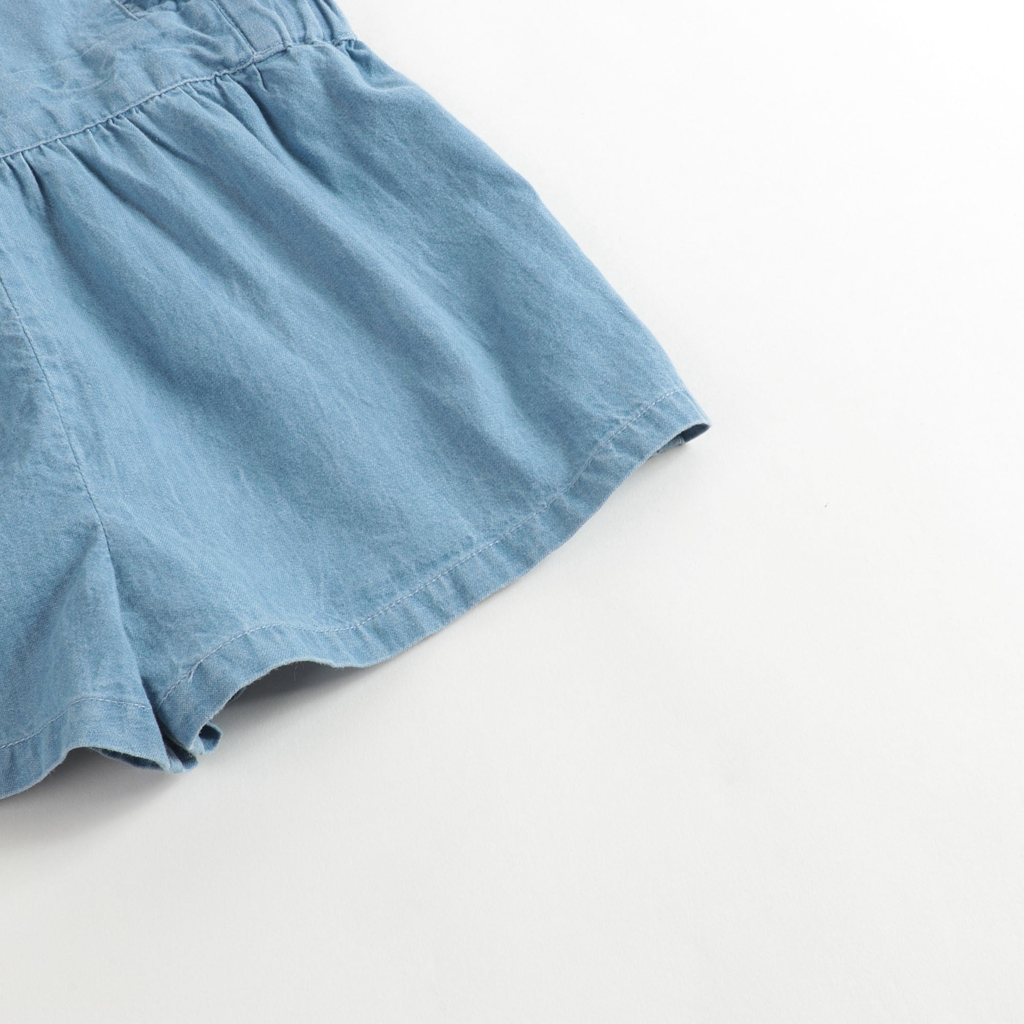 Girls Blue Cotton Strap Shorts