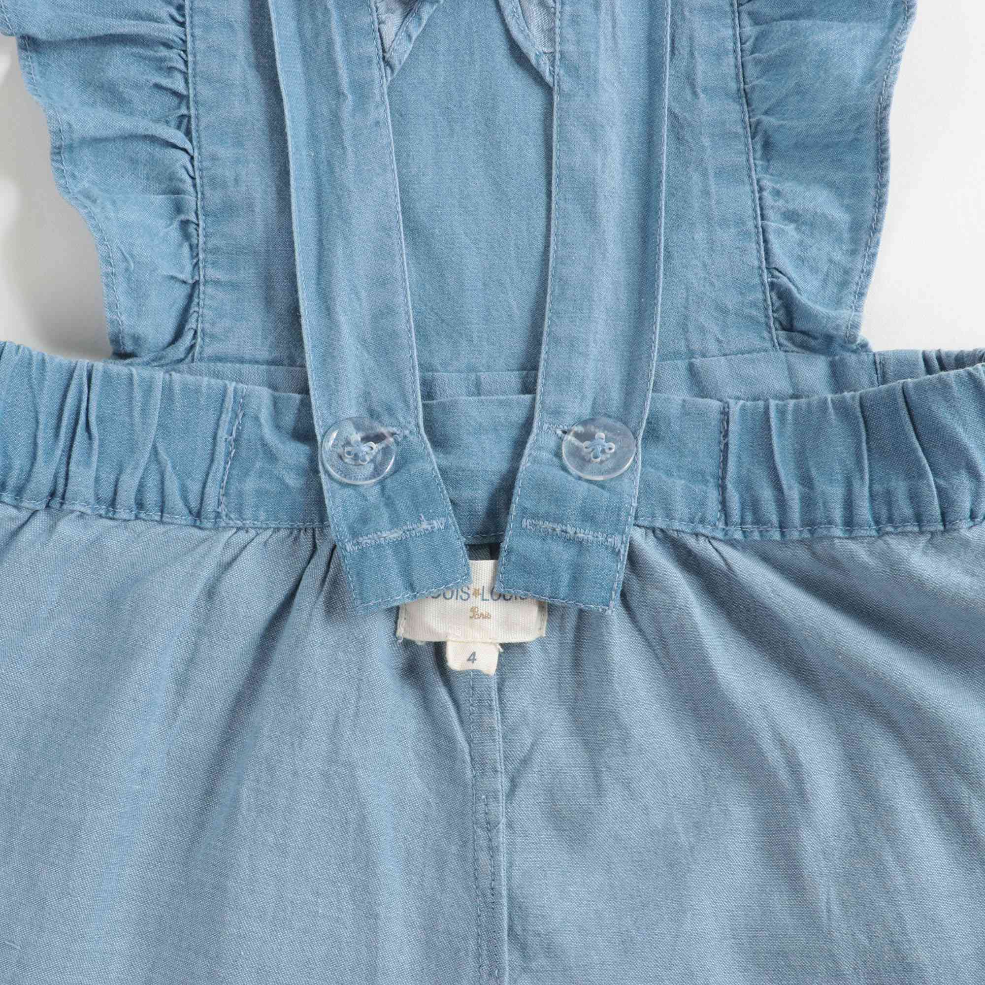 Girls Blue Cotton Strap Shorts