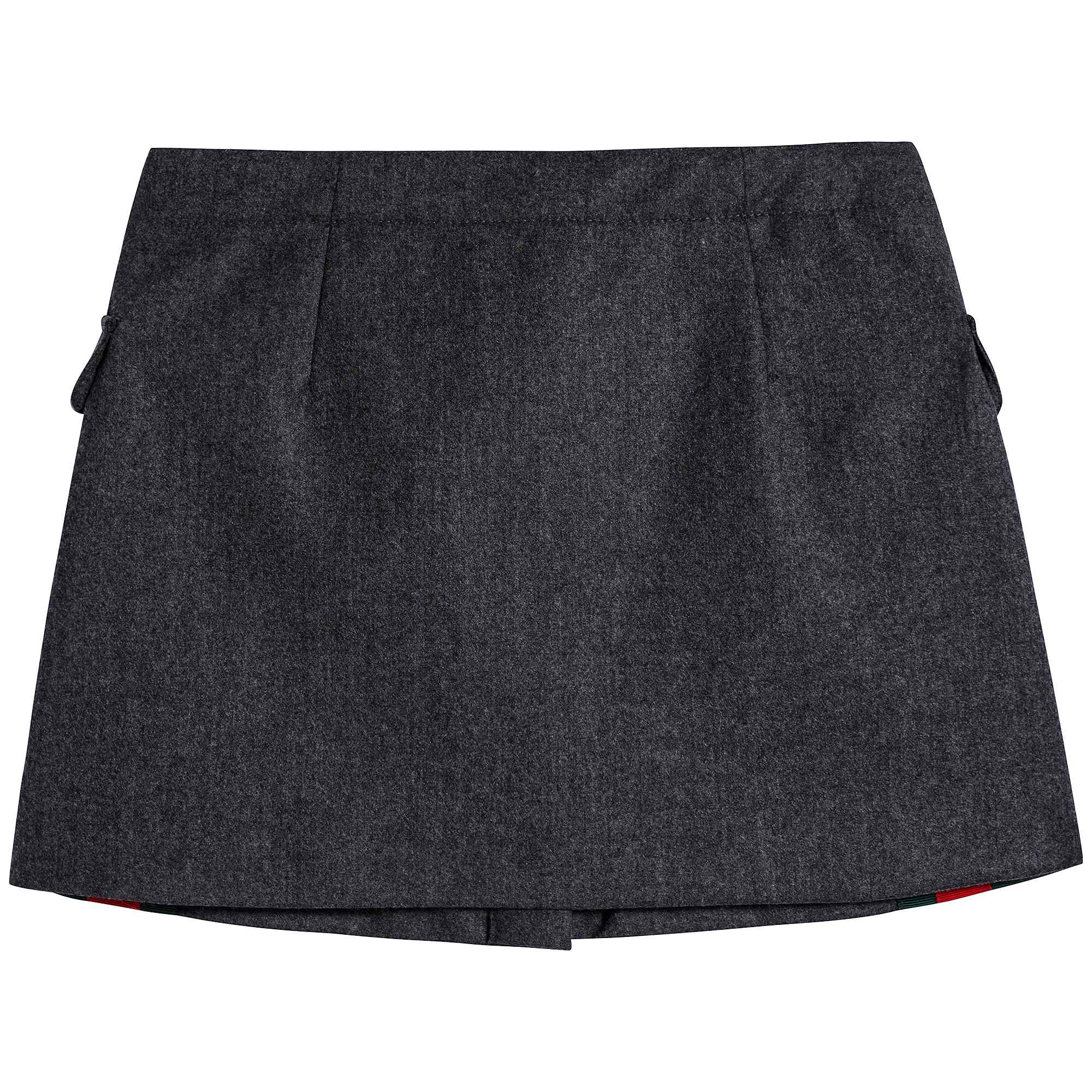 Girls Medium Grey Wool Skirt