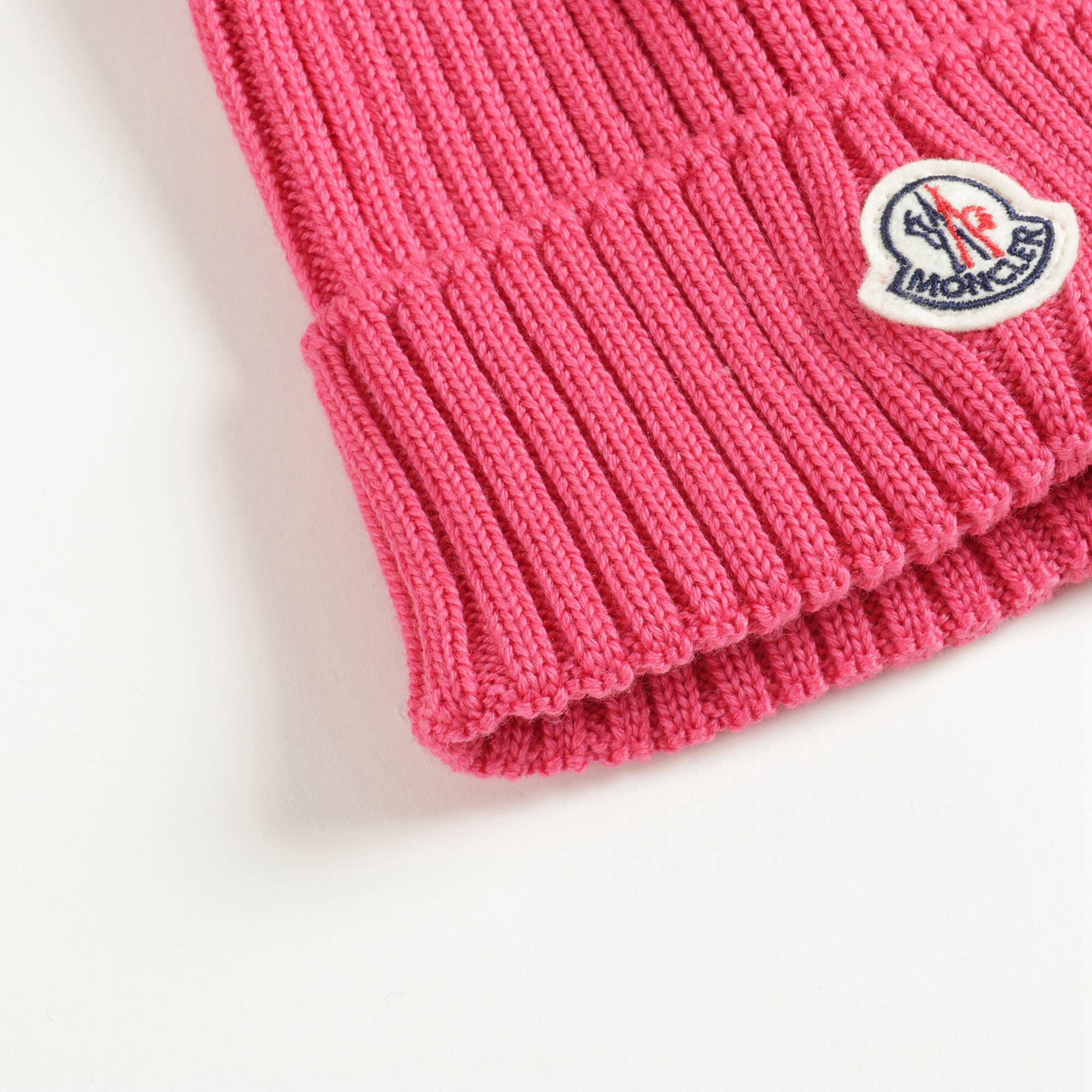 Girls Dark Pink Virgin Wool Hat & Scarf Set