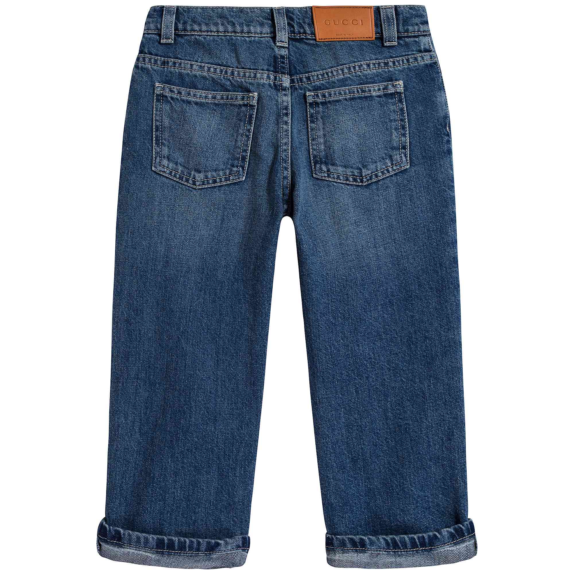 Girls Denim Blue Cotton Trousers
