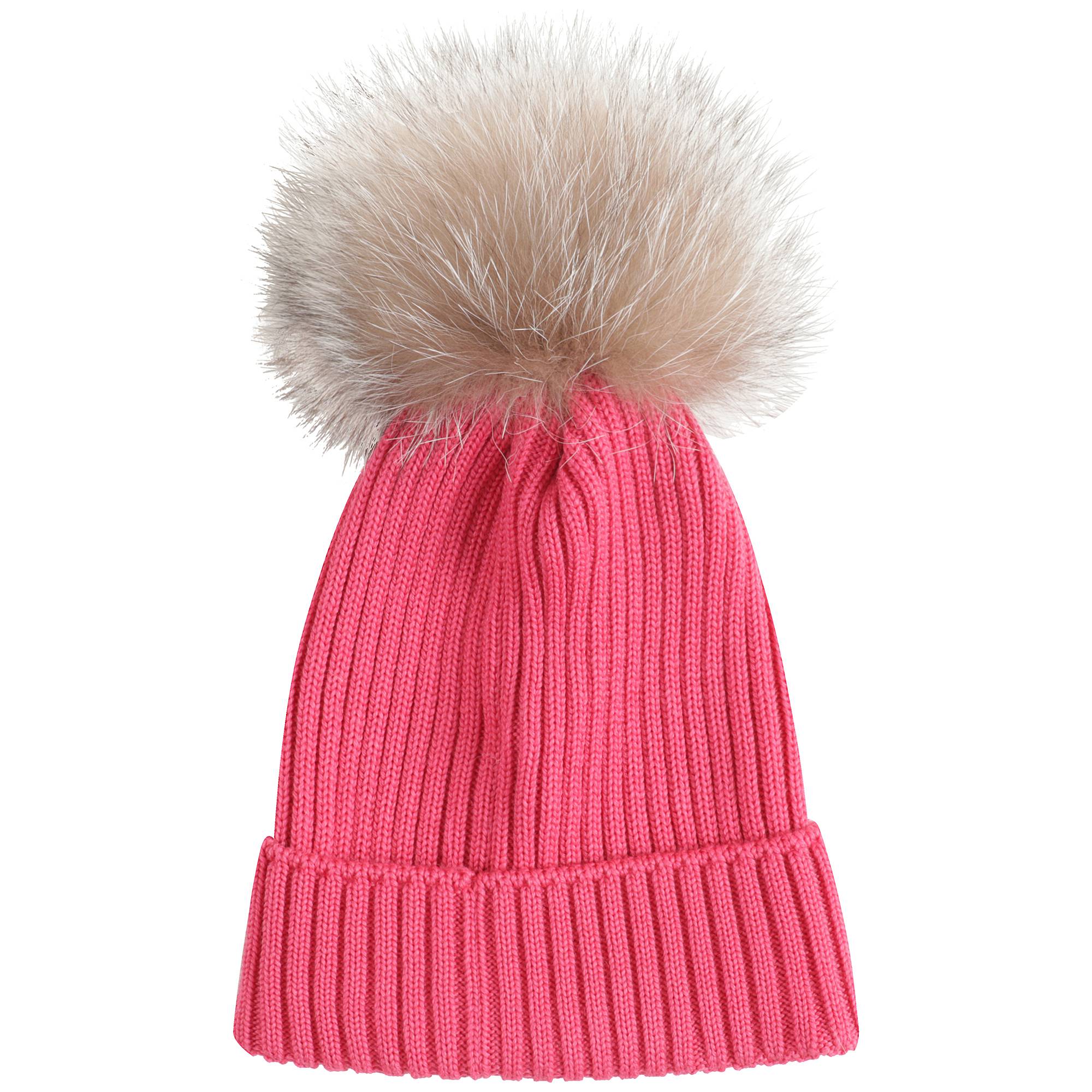 Girls Dark Pink Virgin Wool Hat & Scarf Set