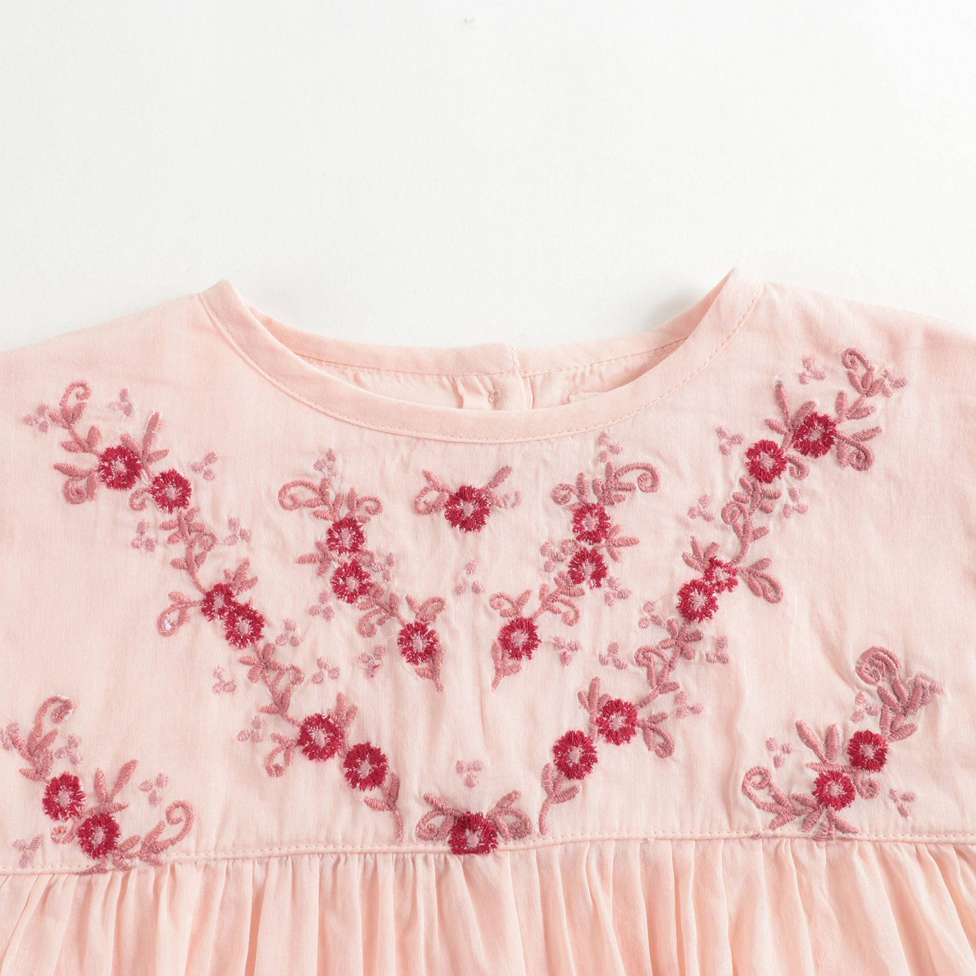 Girls Pink Embroidered Cotton Top