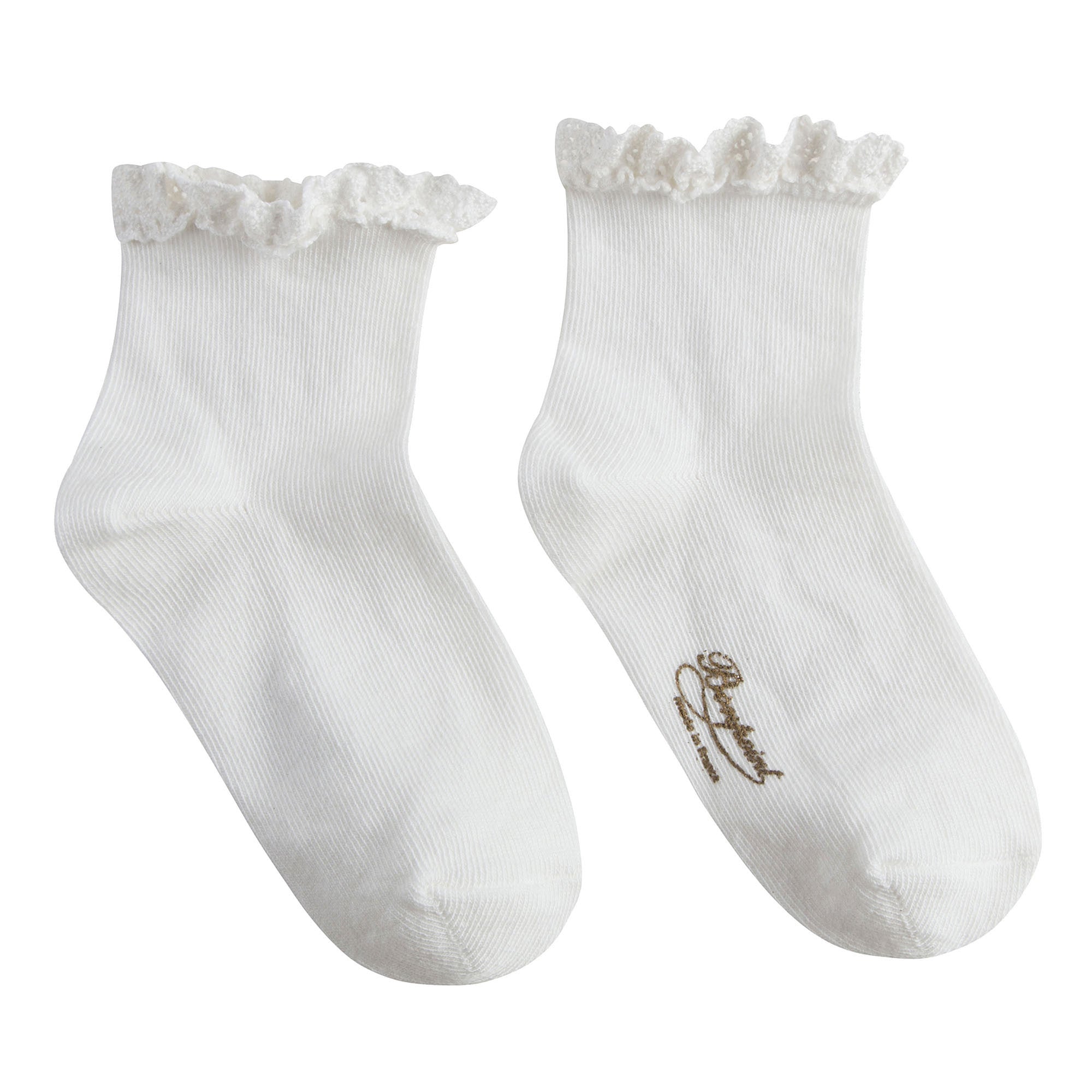 Girls White Cotton Lace Socks