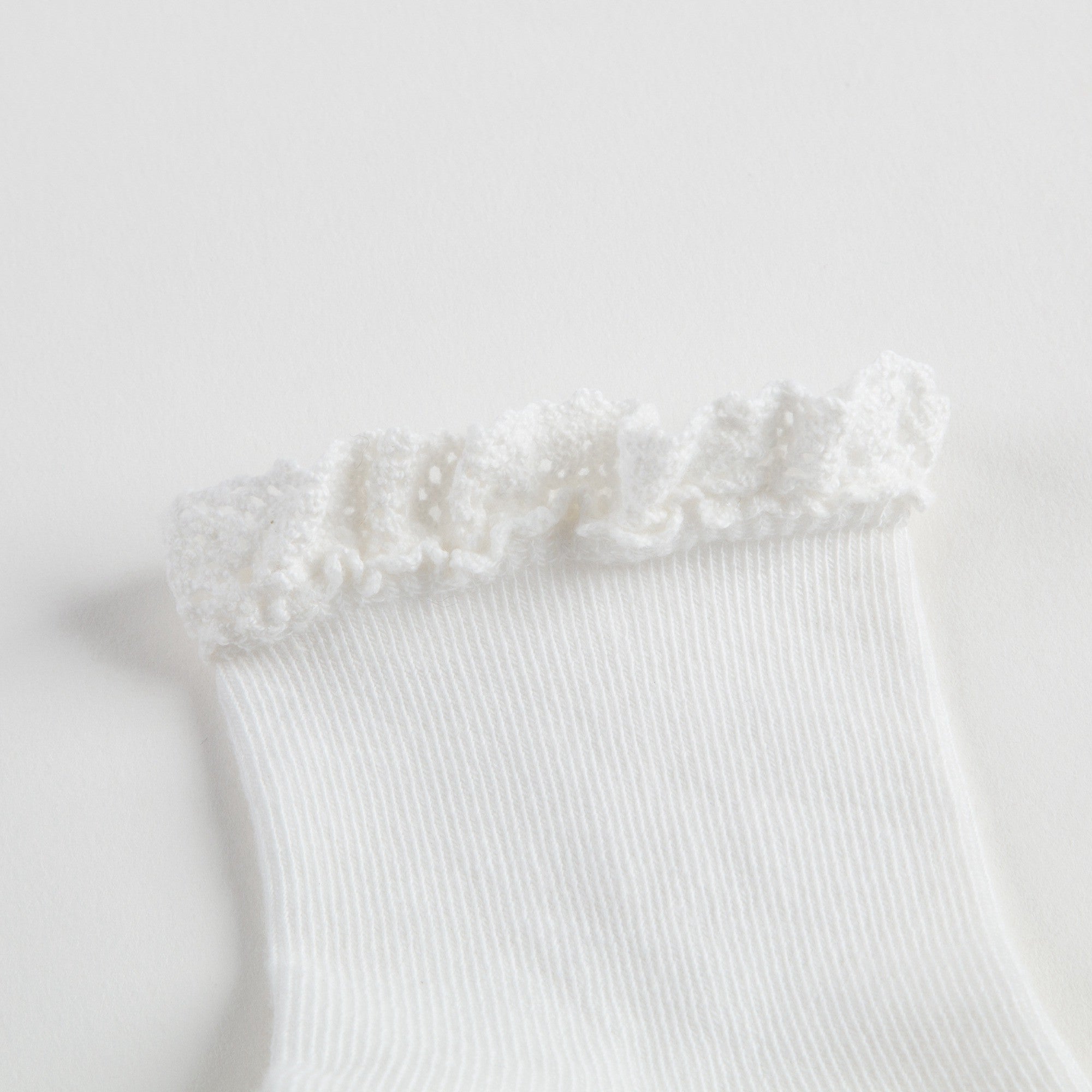 Girls White Cotton Lace Socks