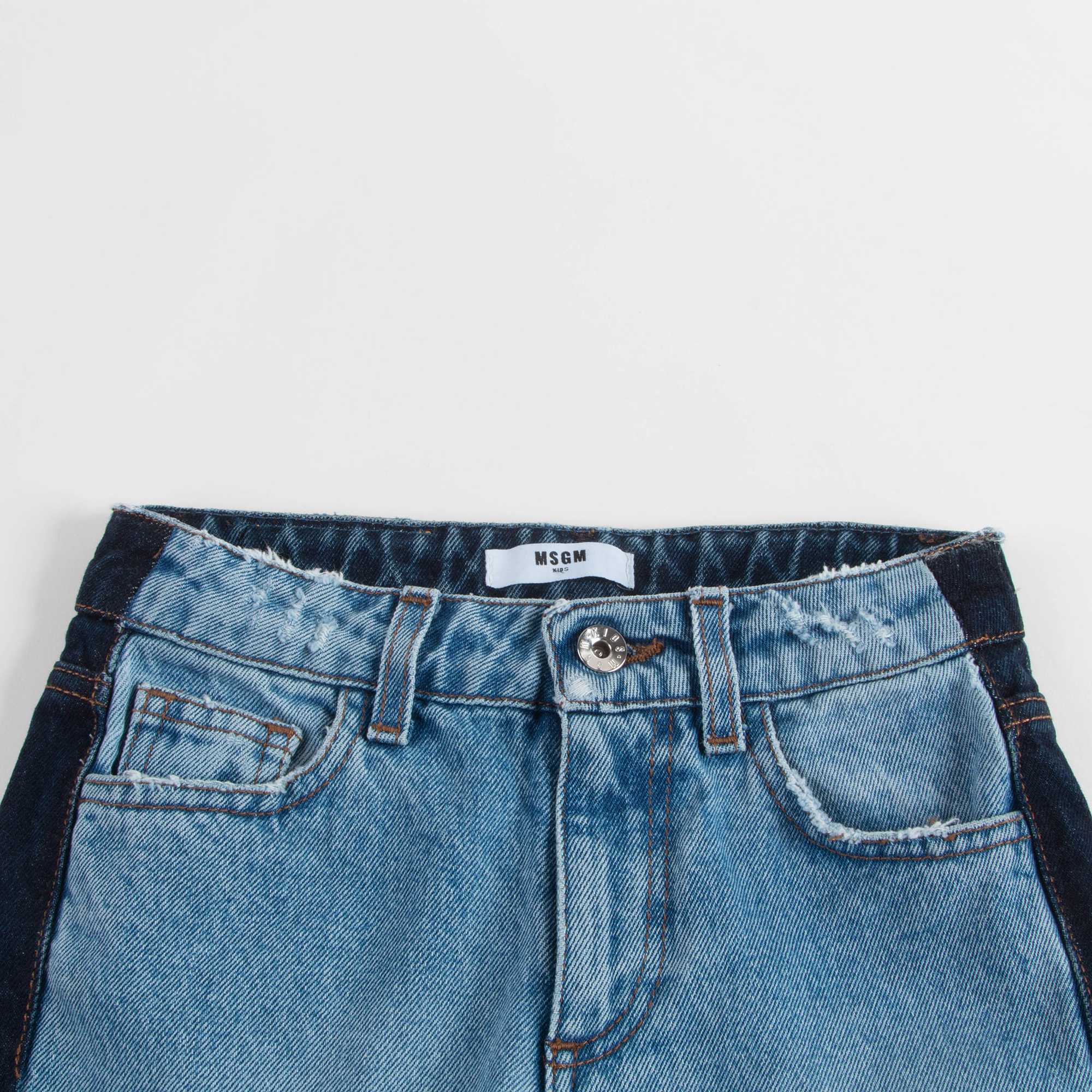 Girls Denim Blue Cotton Trousers