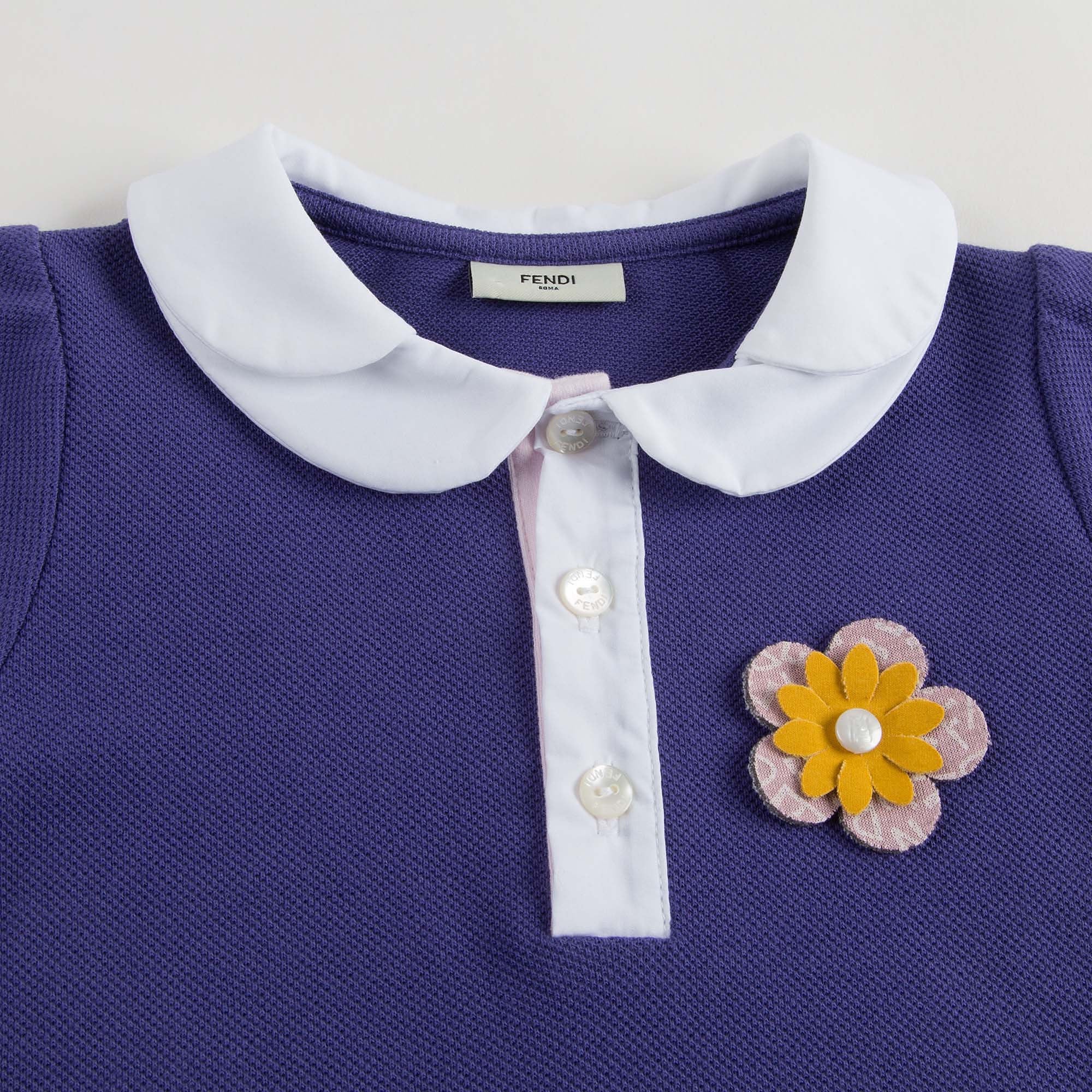Baby Girls Purple Cotton Polo Shirt With Patch Flowers Trims - CÉMAROSE | Children's Fashion Store - 4