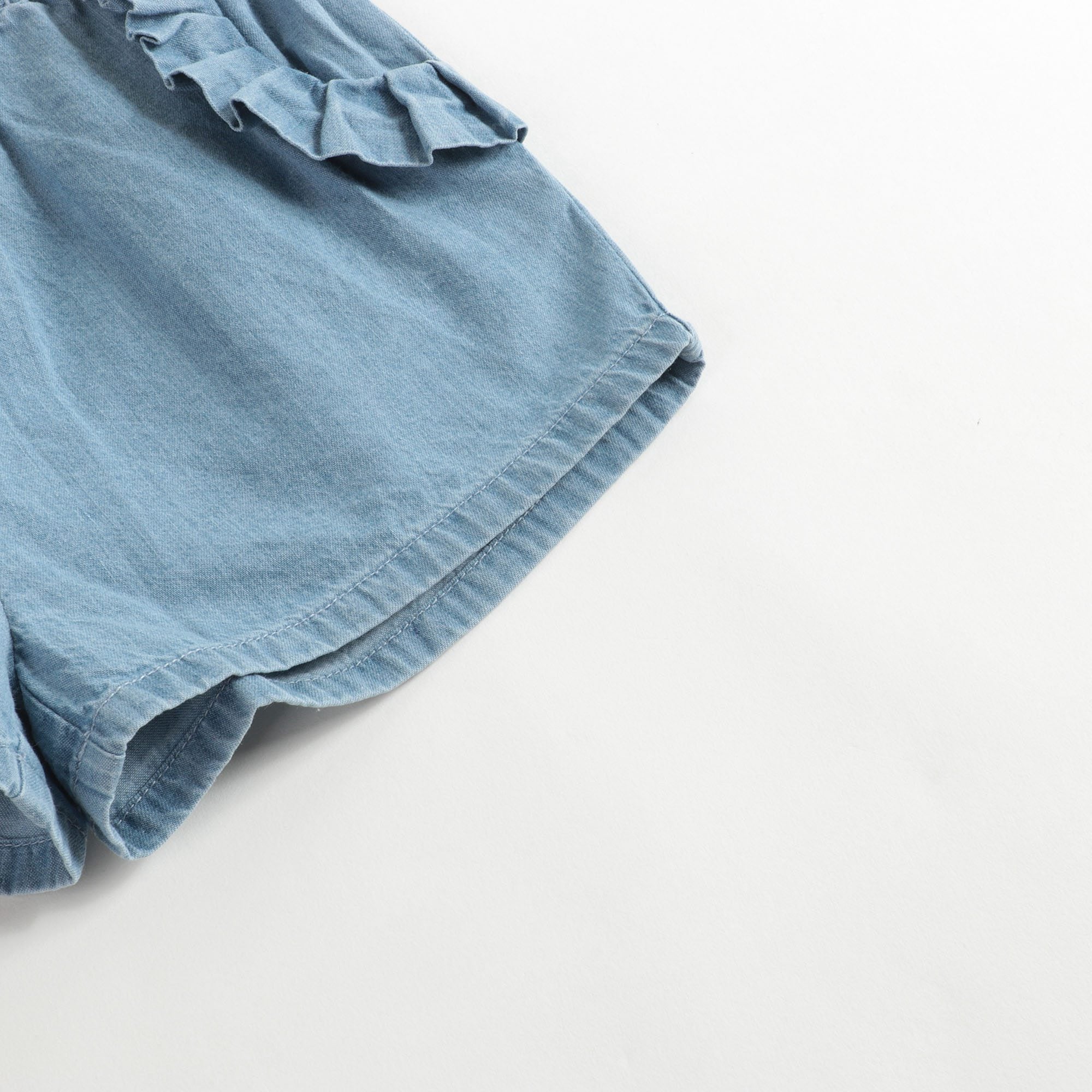 Girls Light Blue frills Cotton Shorts