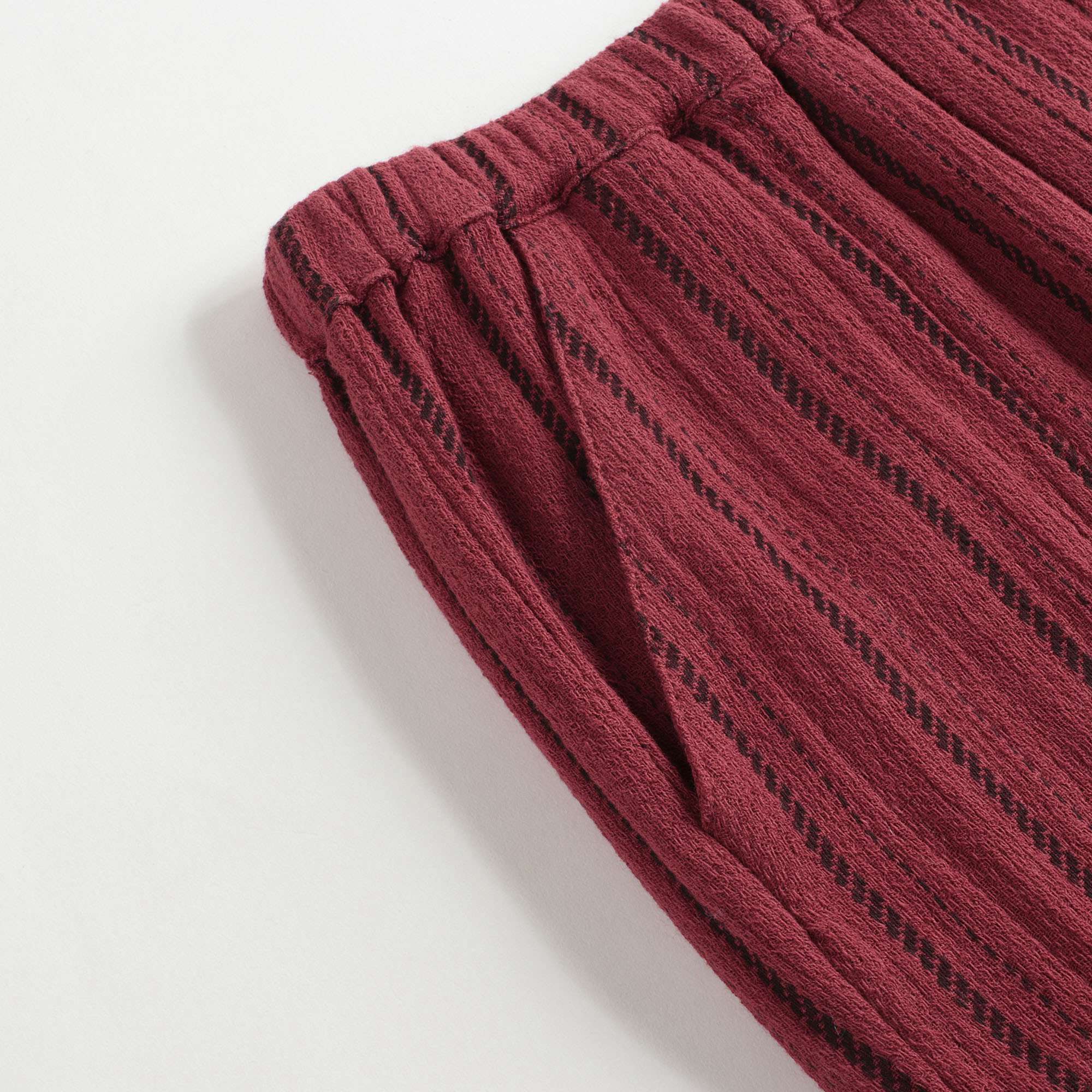Girls Brick Red Stripe Cotton Trousers