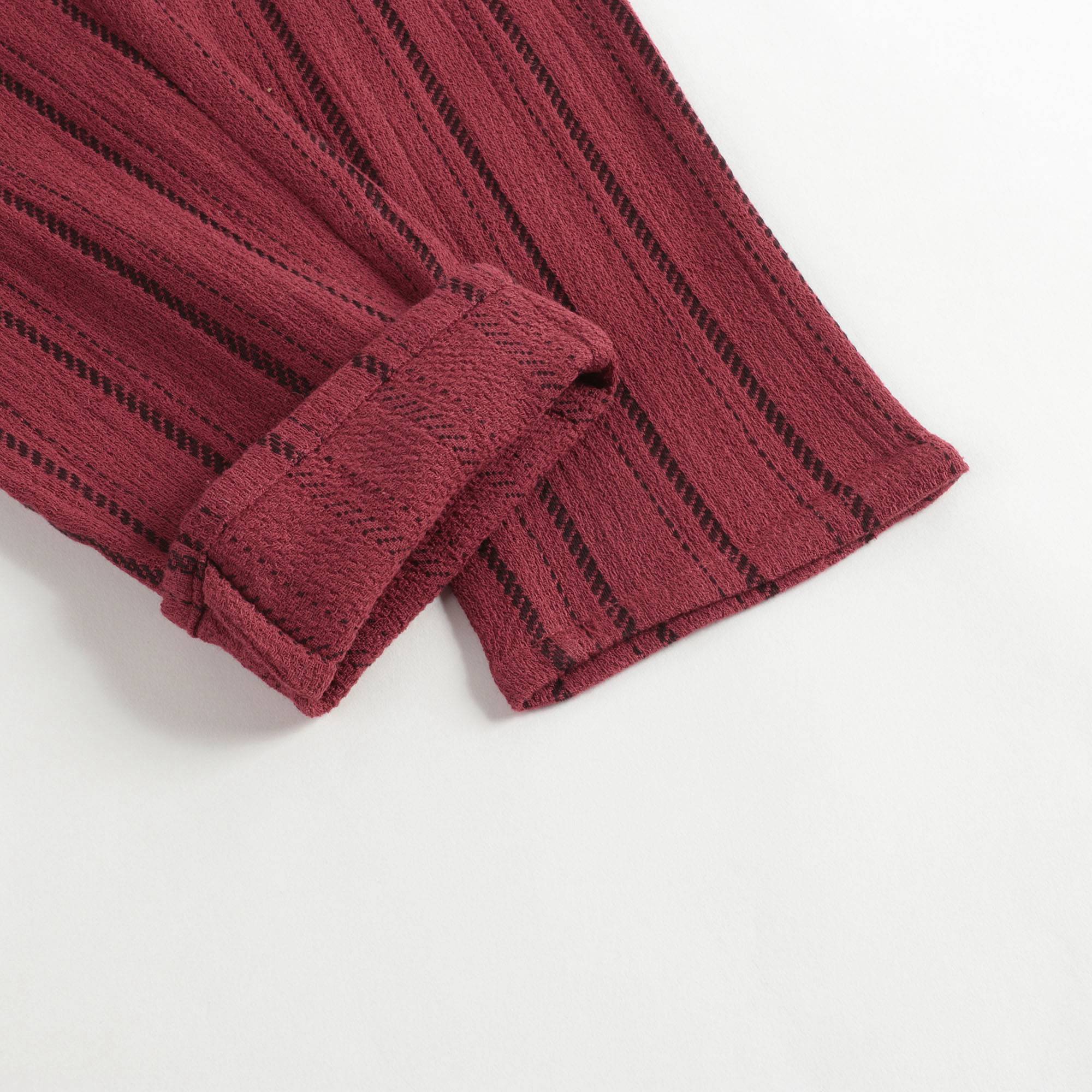 Girls Brick Red Stripe Cotton Trousers