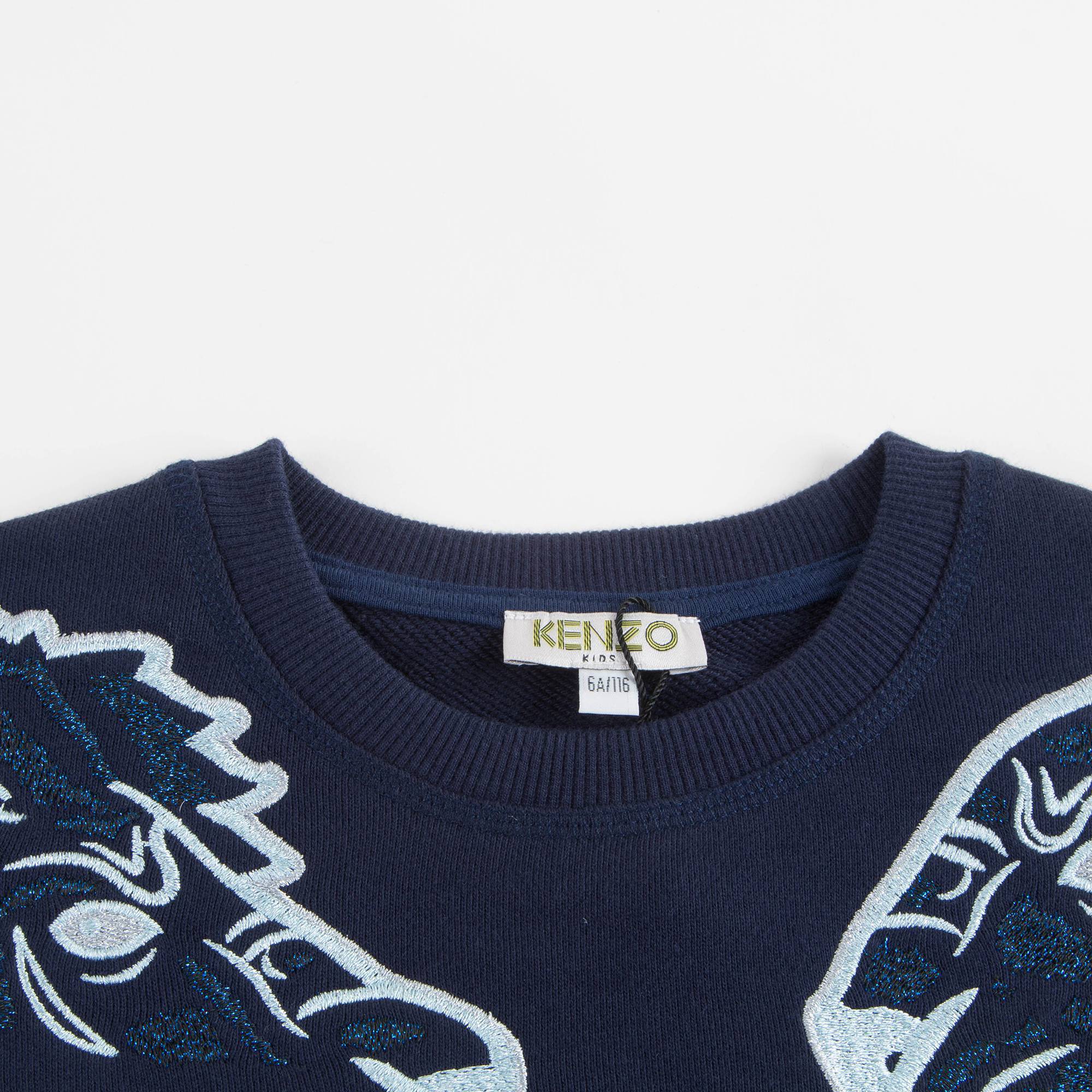 Girls Navy With Tiger Cotton Sweatshirt