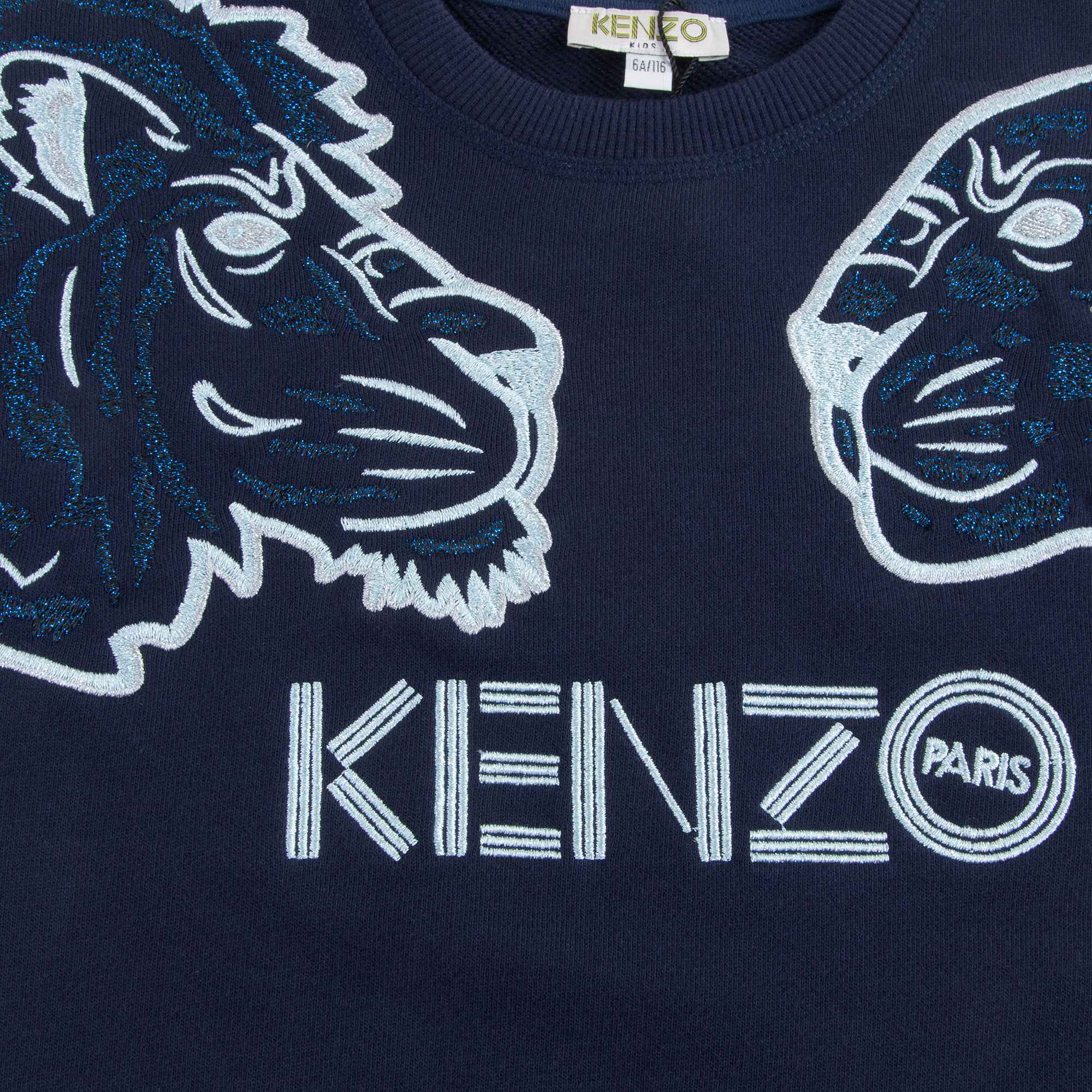 Girls Navy With Tiger Cotton Sweatshirt
