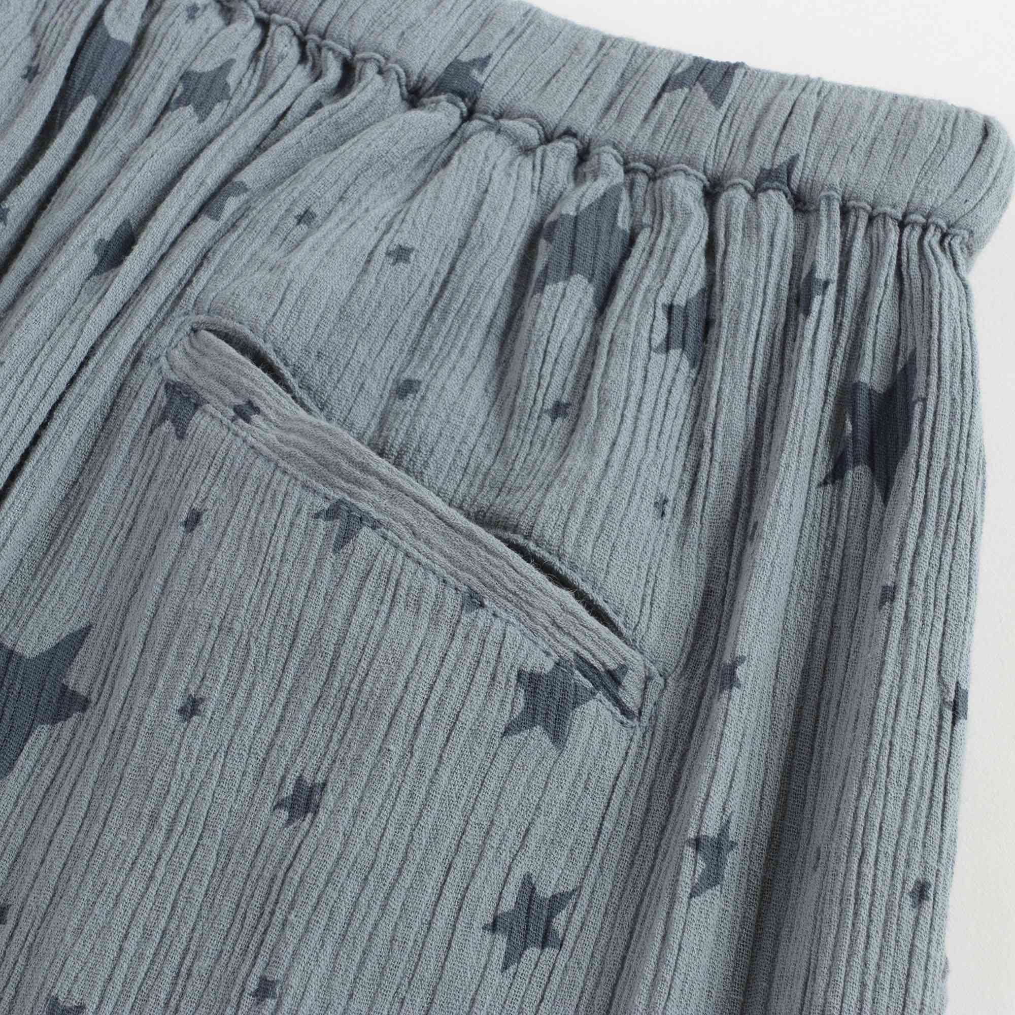 Girls Light Blue Star Cotton Trousers
