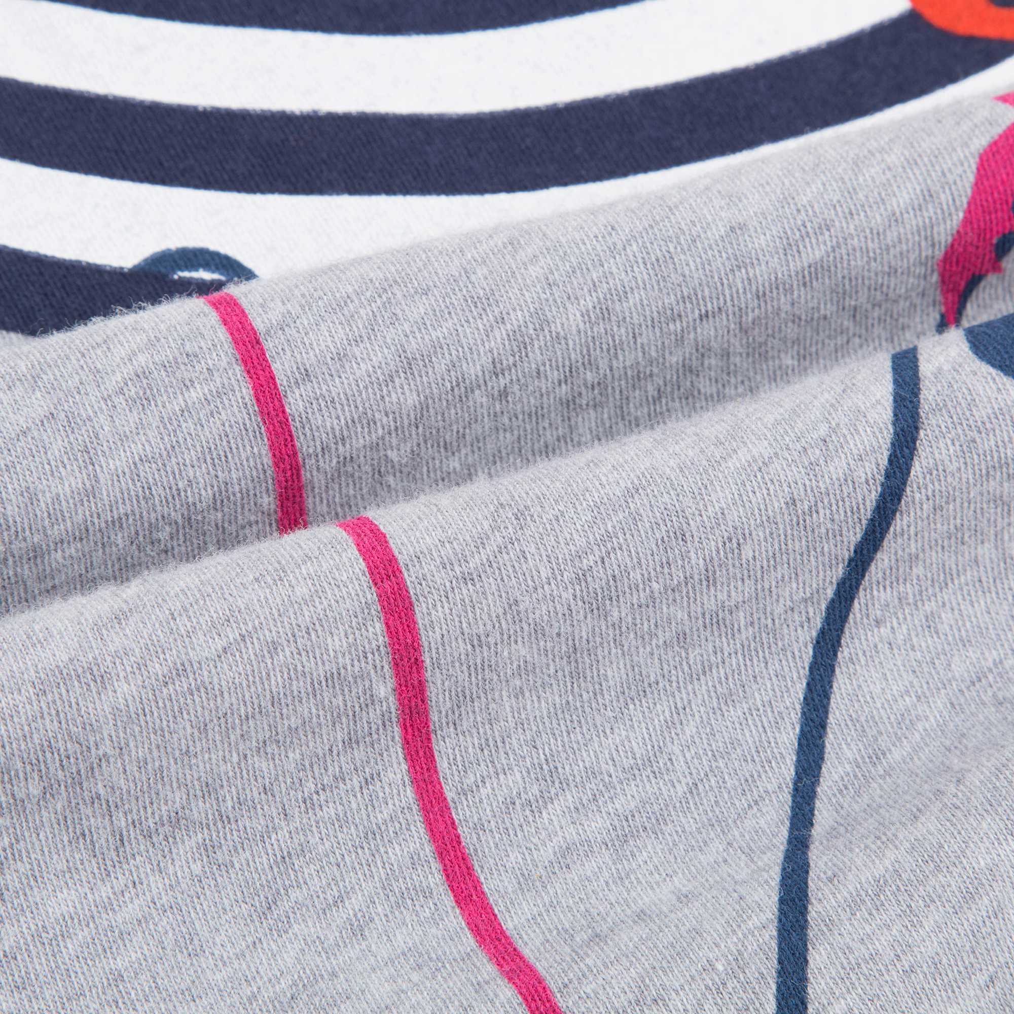 Girls Marl Grey Printed Cotton T-shirt