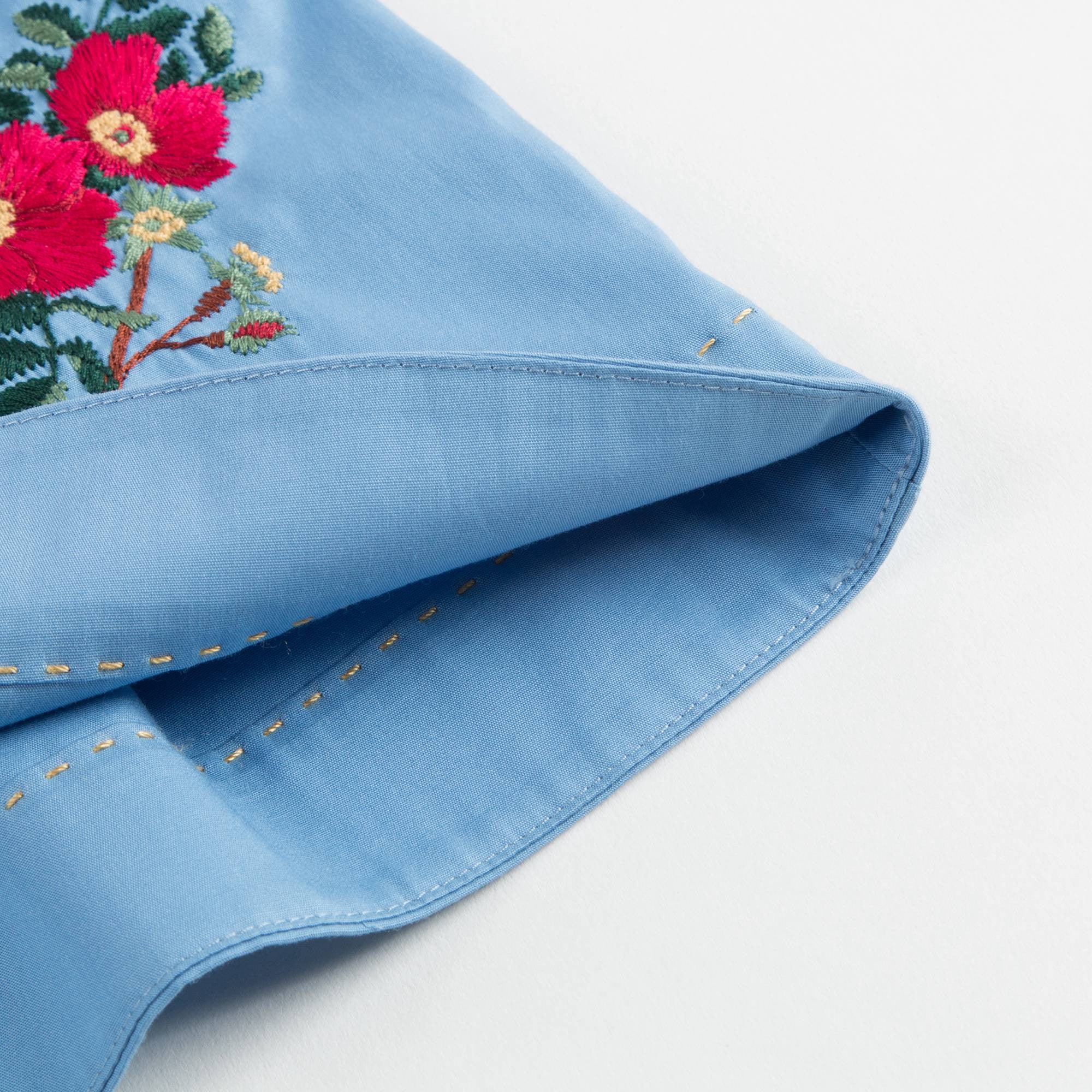 Baby Girls Blue Embroidered Dress