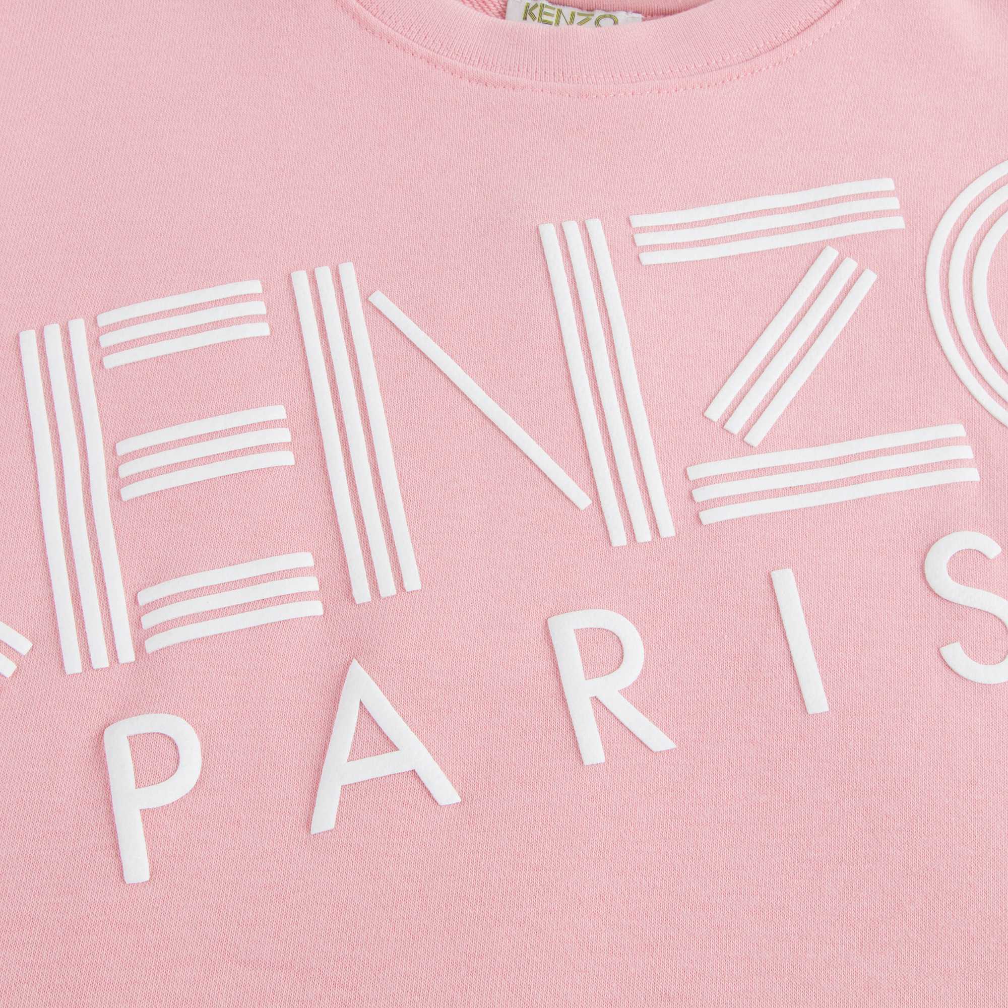 Girls Middle Pink Logo Cotton Dress