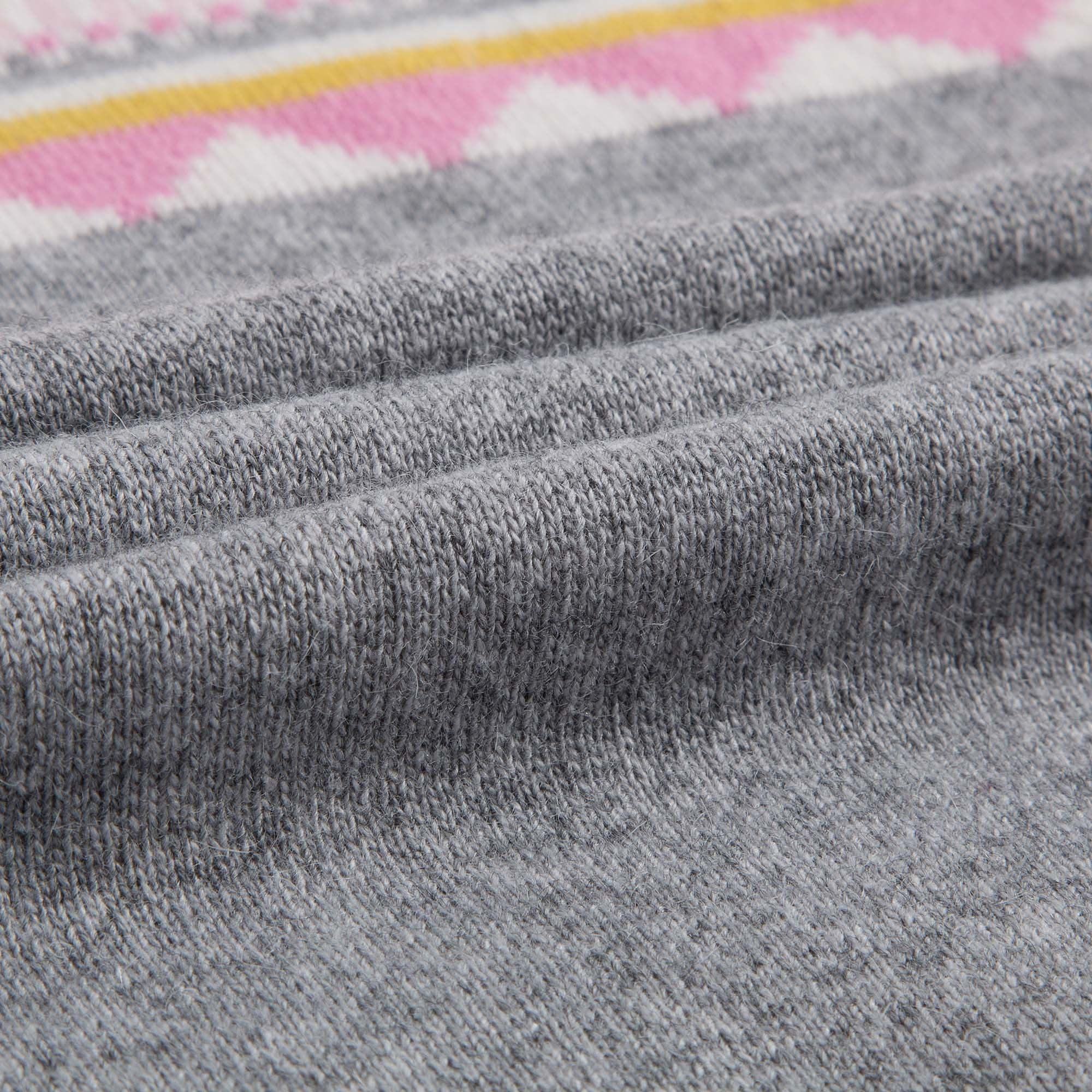 Girls Light Grey Knitted Dress With Multicolor Pattern Trims - CÉMAROSE | Children's Fashion Store - 7