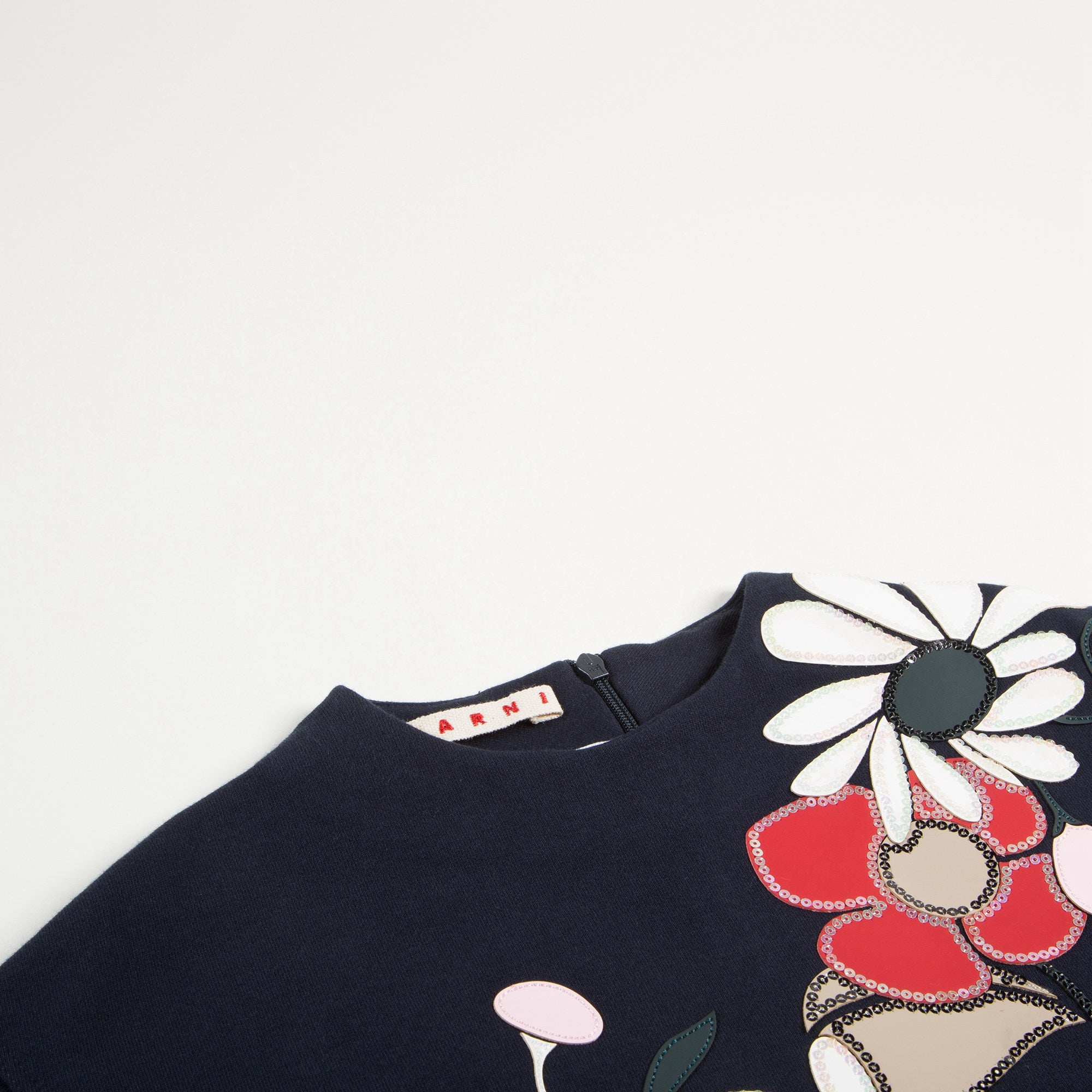 Girls Navy Blue Printed Cotton Sweater