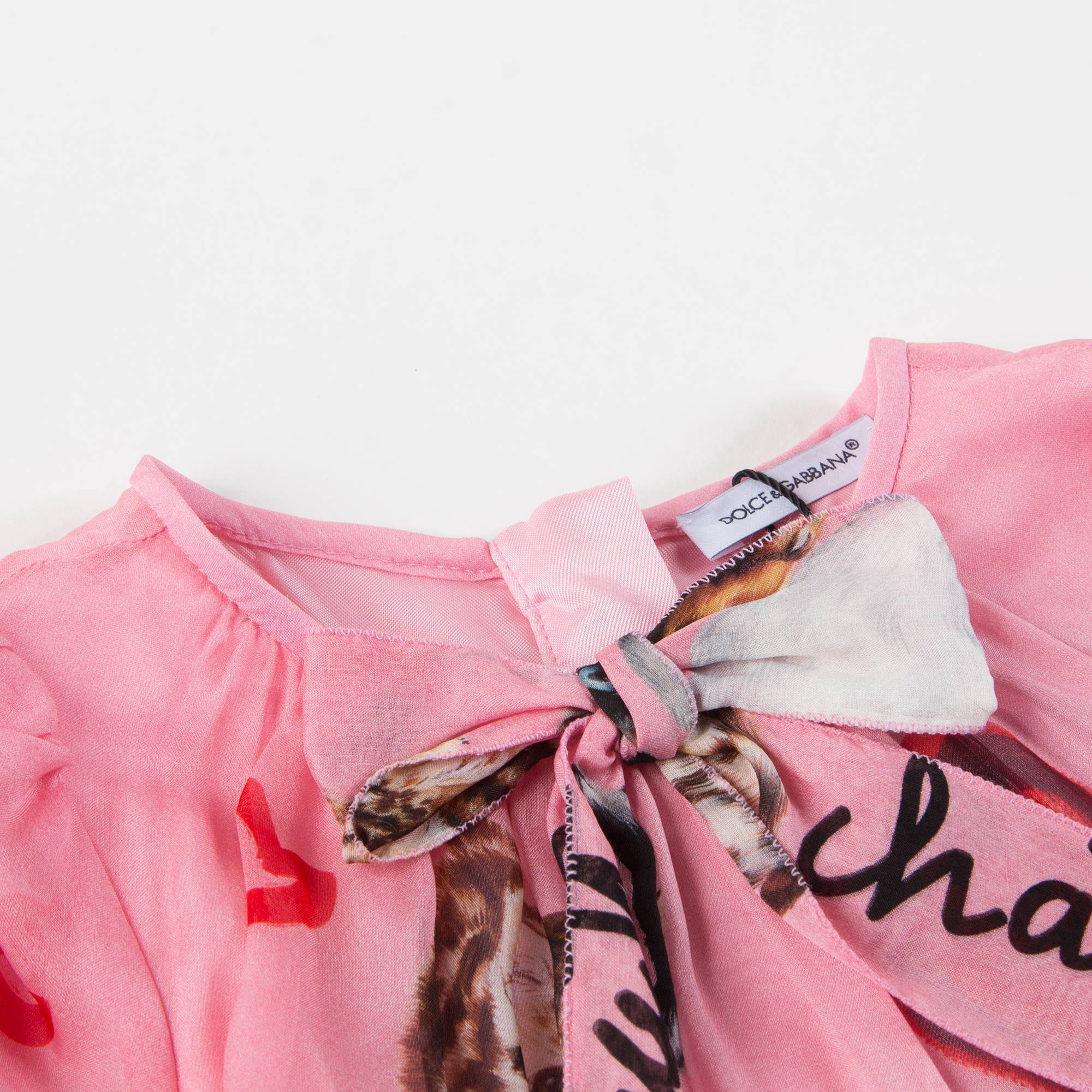Baby  Girls  Pink  Cat Printed Silk Dress