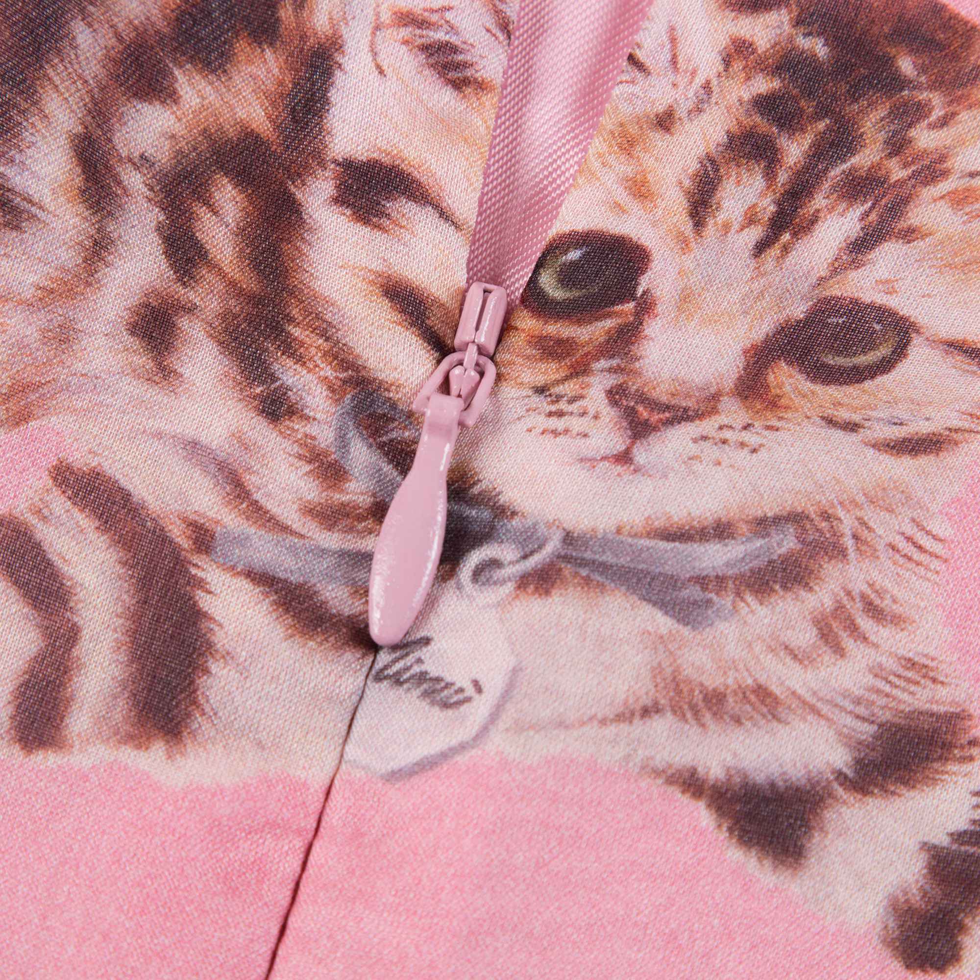Baby  Girls  Pink  Cat Printed Silk Dress
