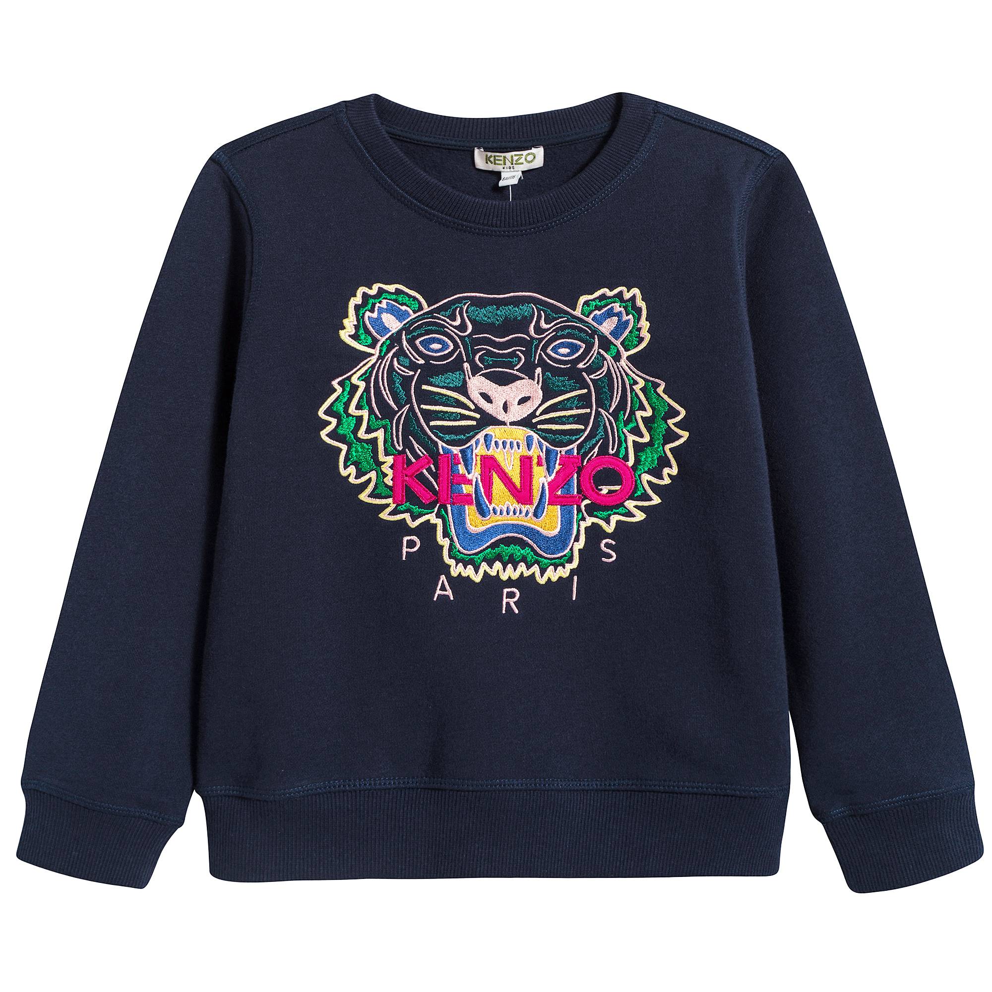 Girls Navy Tiger Cotton Sweatshirt