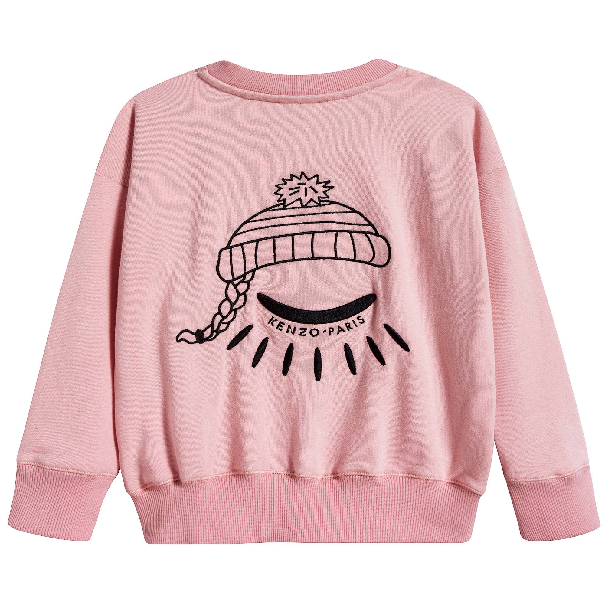 Girls Middle Pink With Eyes Cotton Sweatshirt