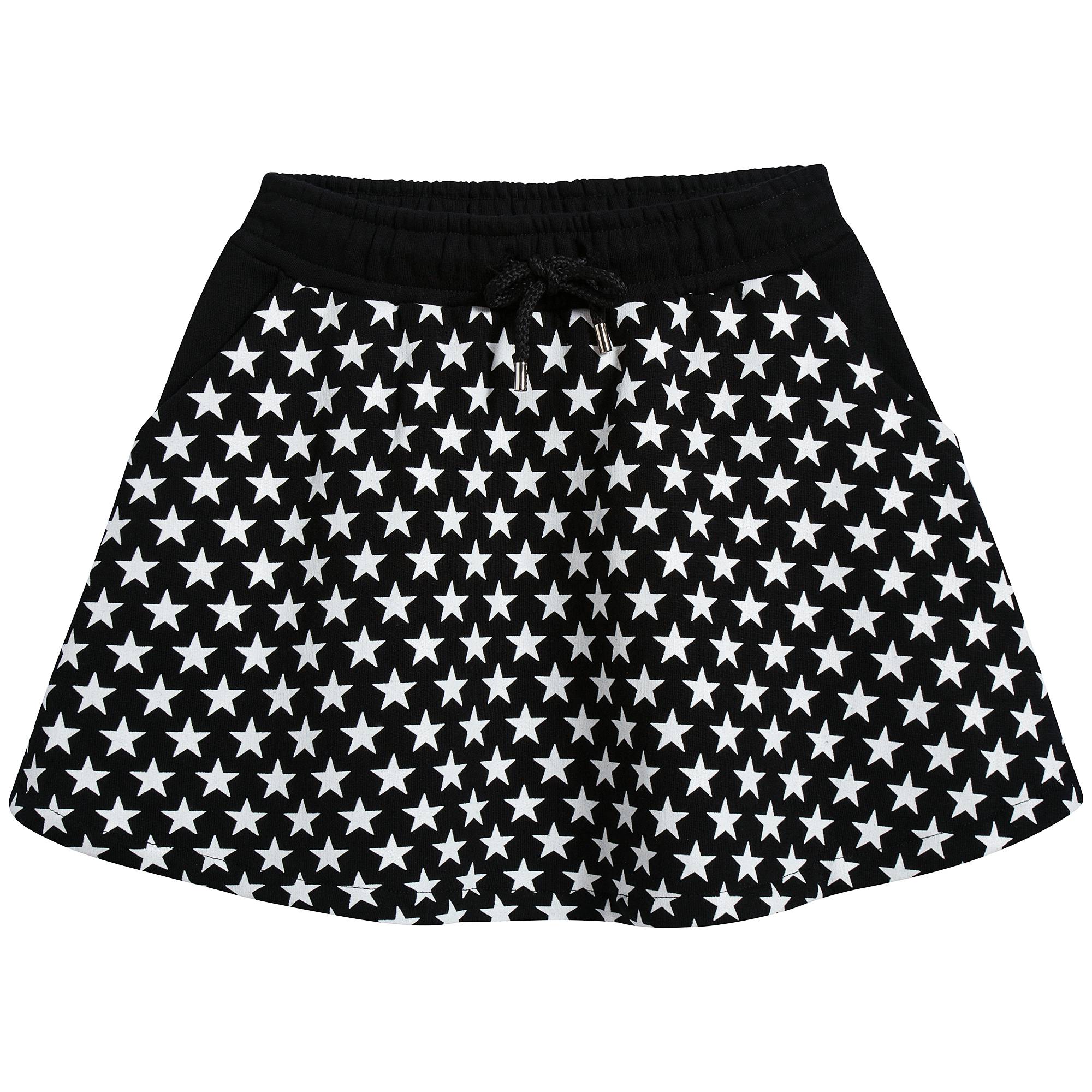 Girls Black & White Striped Cotton Skirt