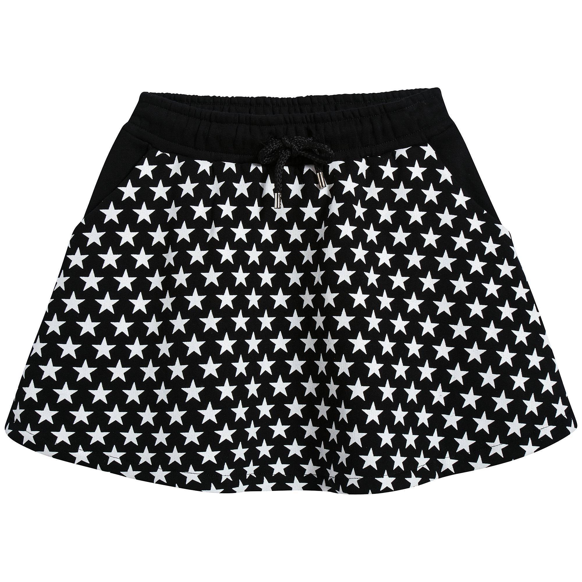 Girls Black & White Striped Cotton Skirt