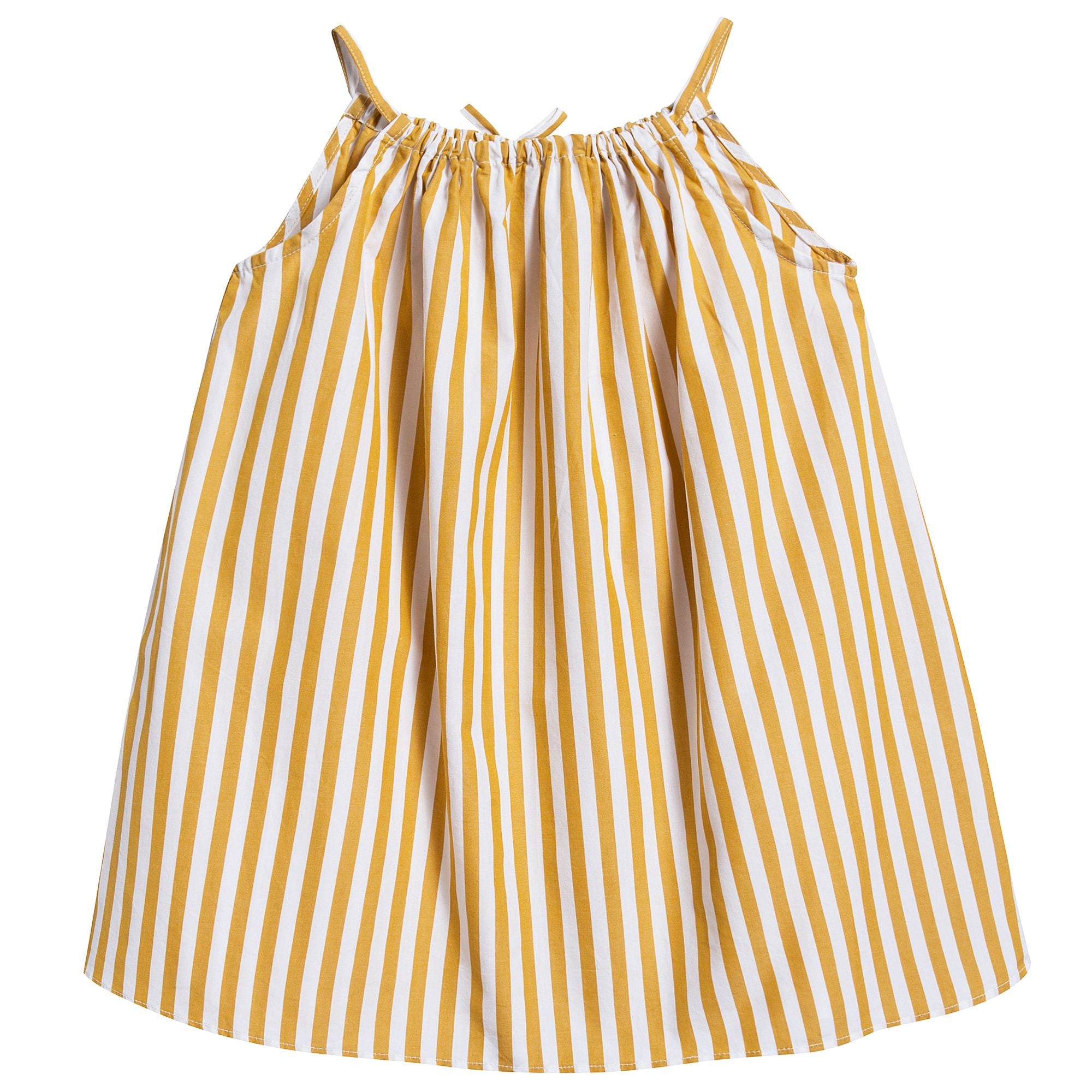 Baby Girls Yellow Stripe Cotton Woven Dress