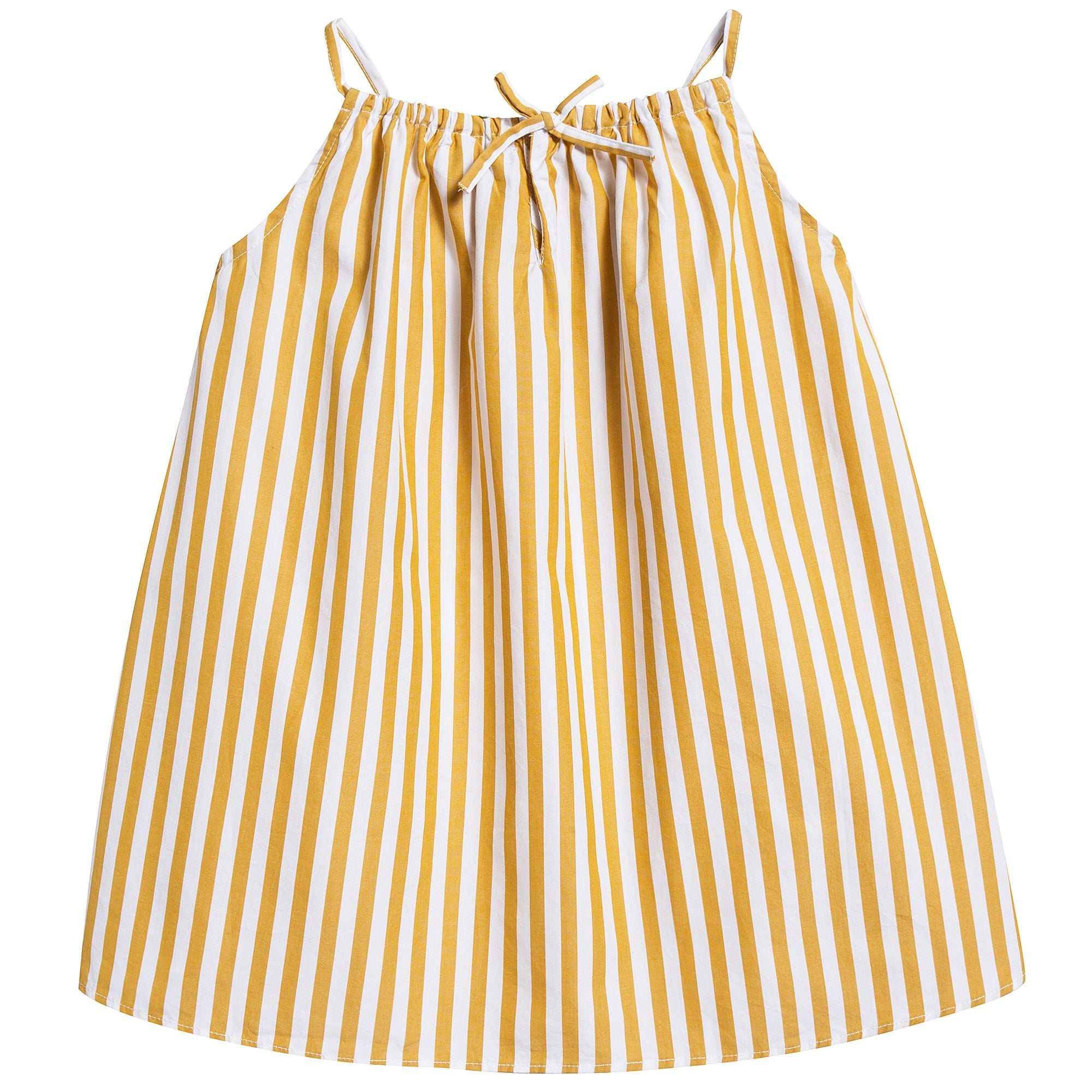 Baby Girls Yellow Stripe Cotton Woven Dress